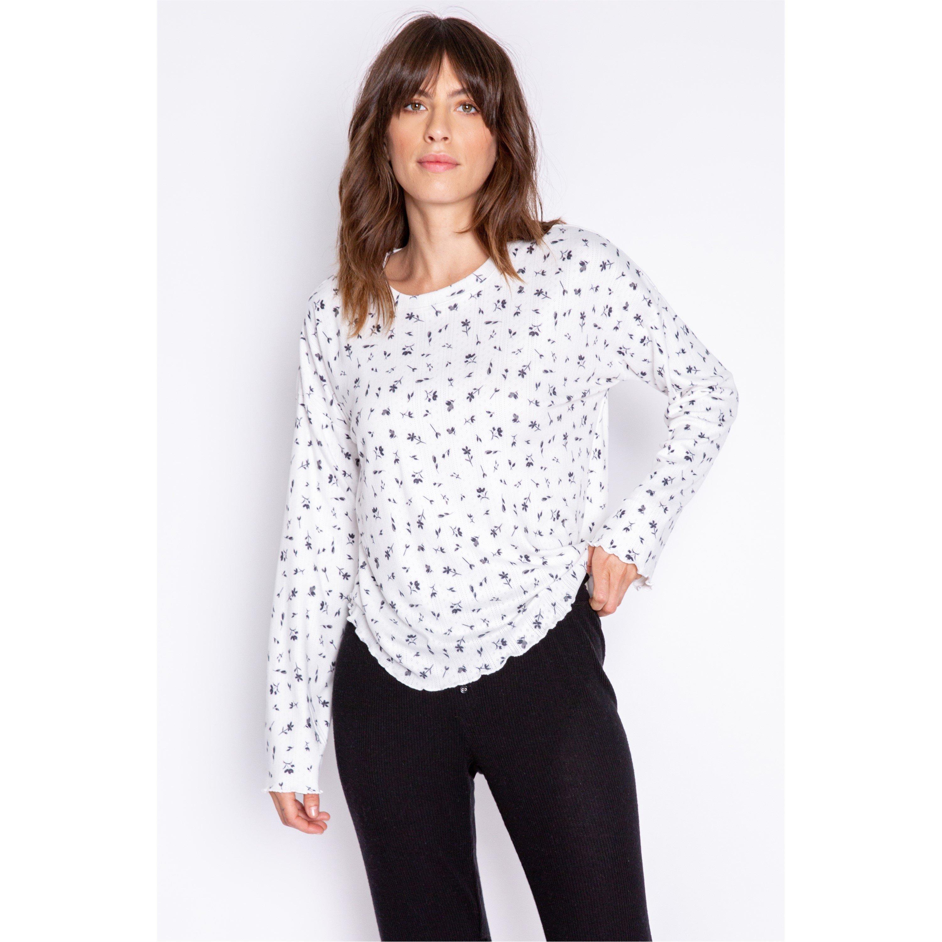 Pj Salvage Women's Pj Salv Crew Neck Shirt - Off-White - 12 (M)