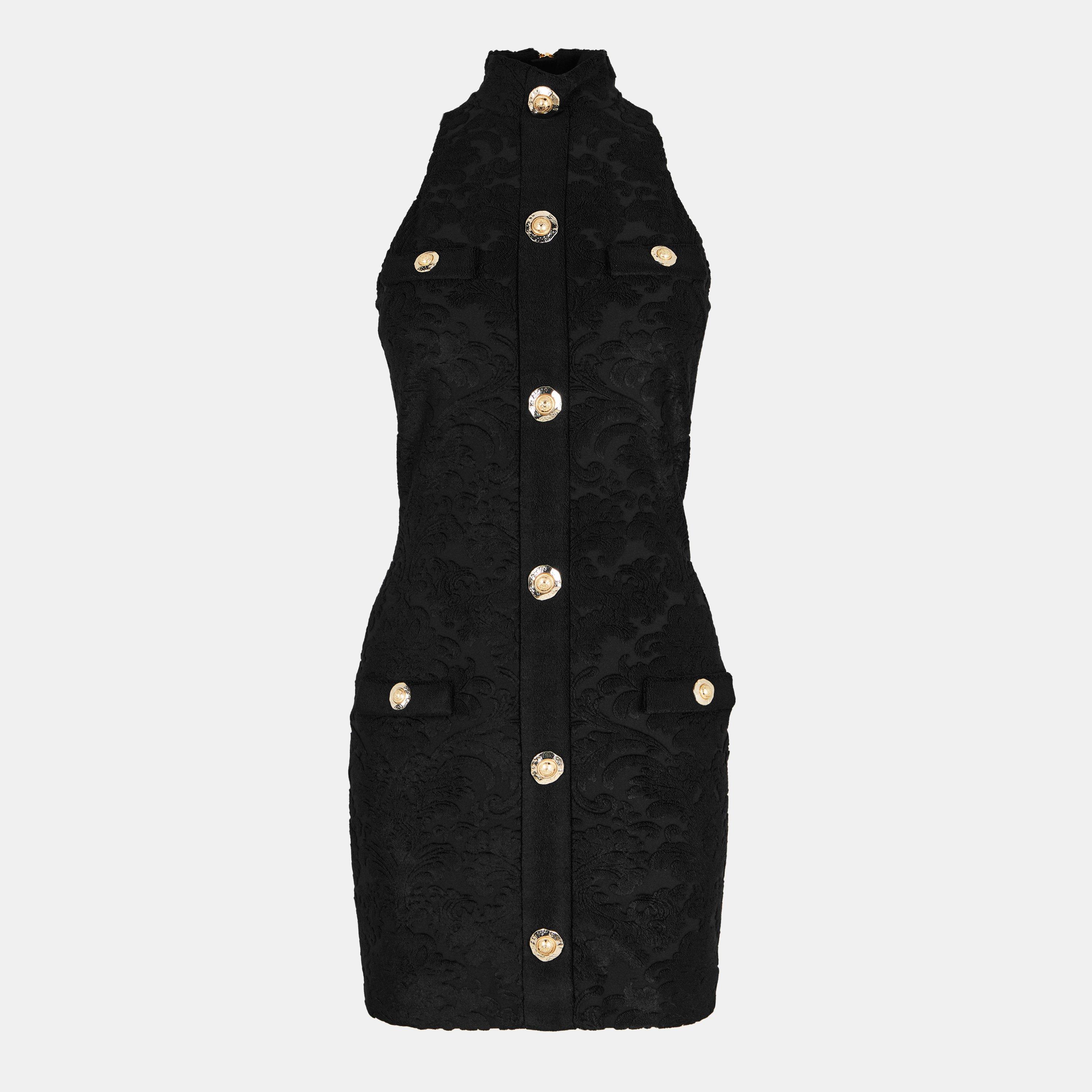 Balmain Women's Structured Mini Dress - Noir - Size 12 (40)