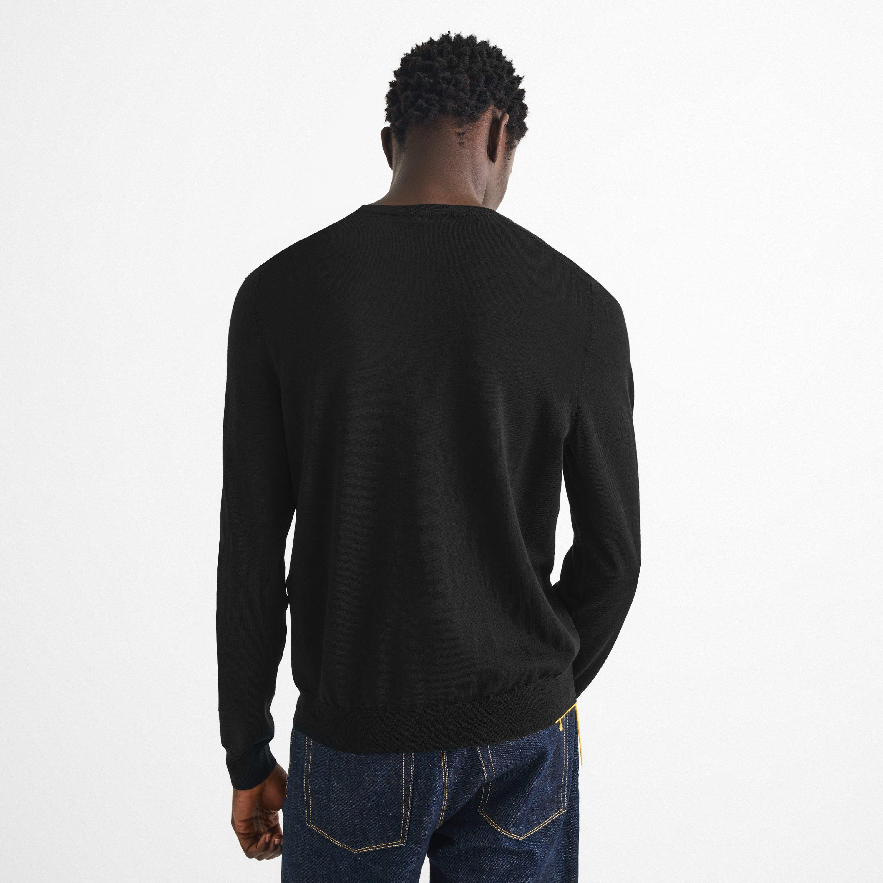 Nero - Fendi - Men's Wool Slim-Fit V-Neck Jumper - 4