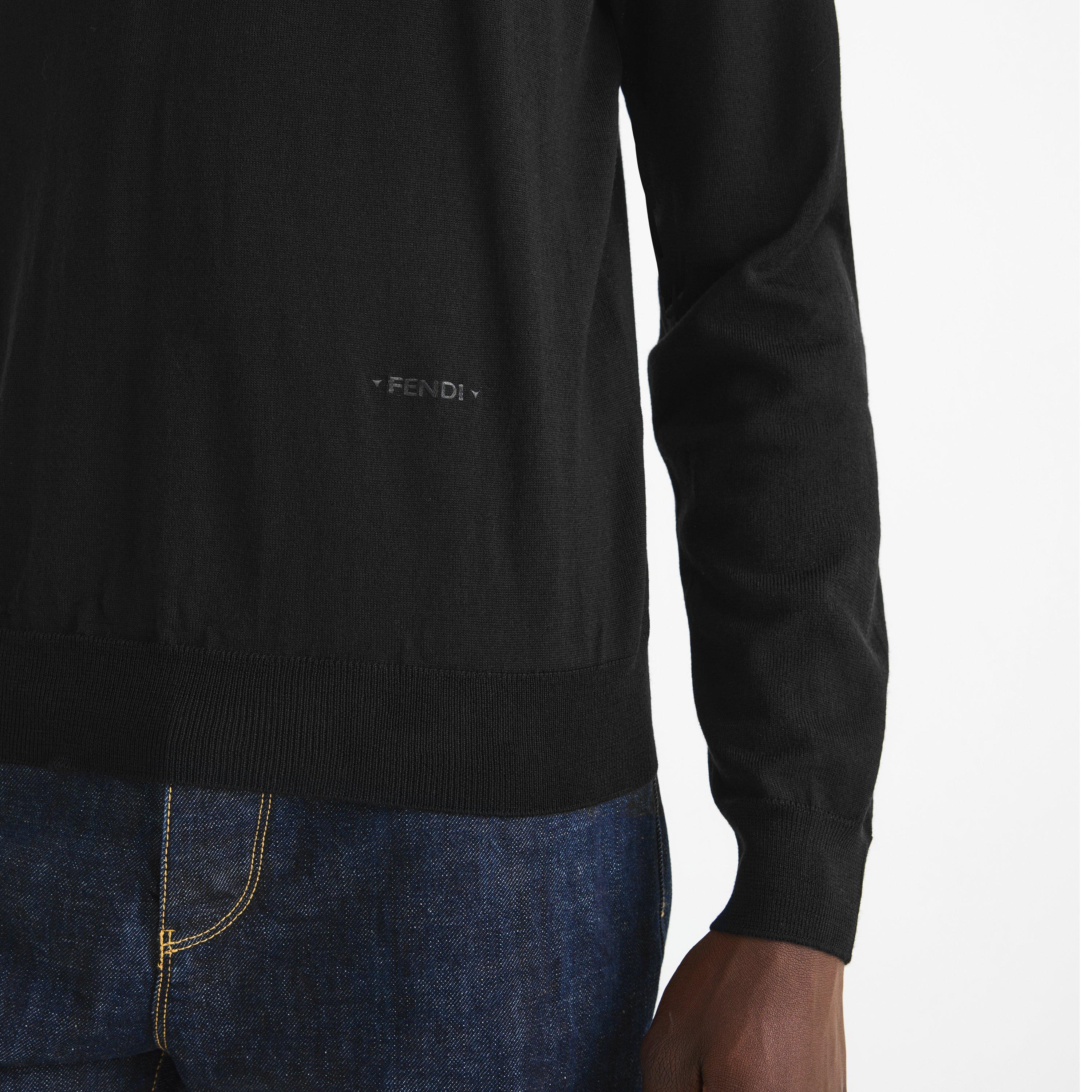 Nero - Fendi - Men's Wool Slim-Fit V-Neck Jumper - 5