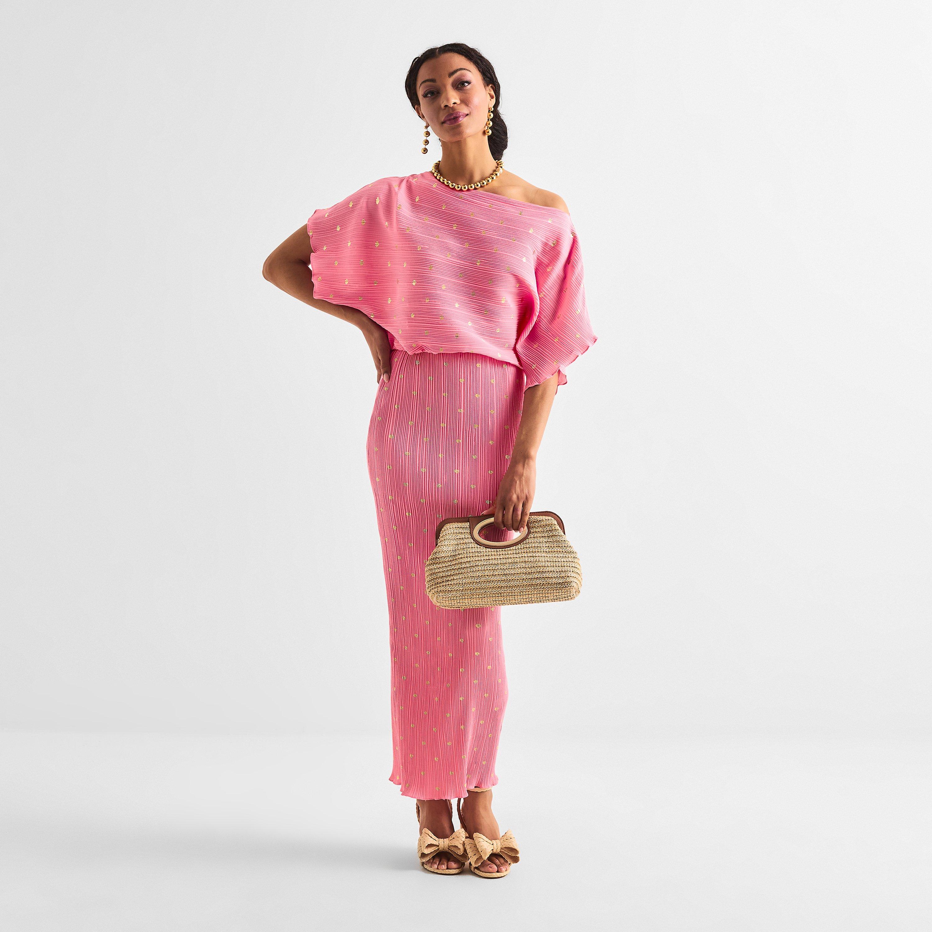 Pink - Never Fully Dressed - Womens Tilly Plisse Maxi Dress - 6
