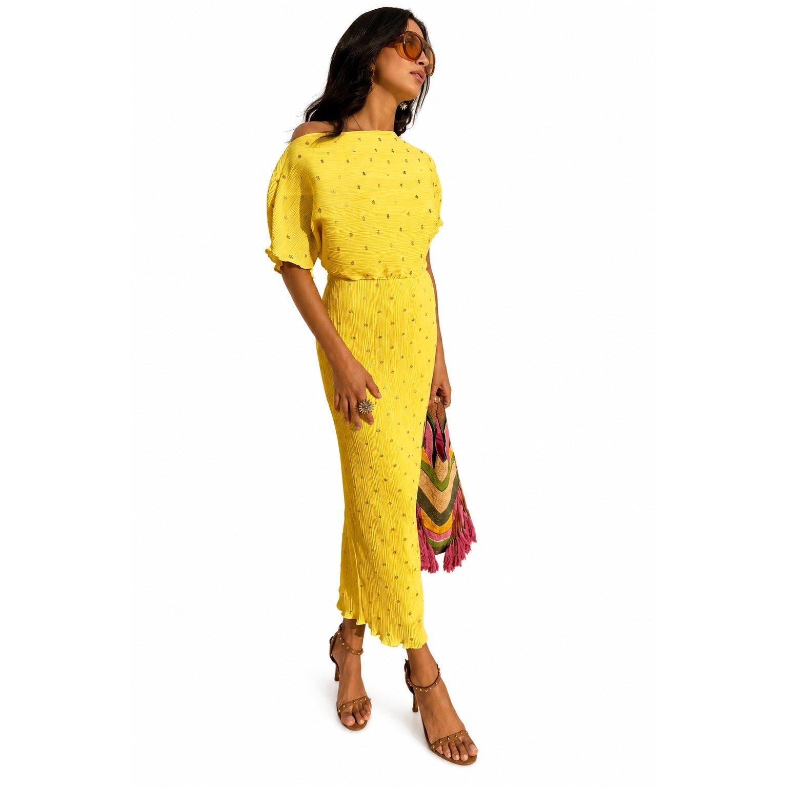 Never Fully Dressed Women's Tilly Plisse Maxi Dress - Yellow - 10 (S)