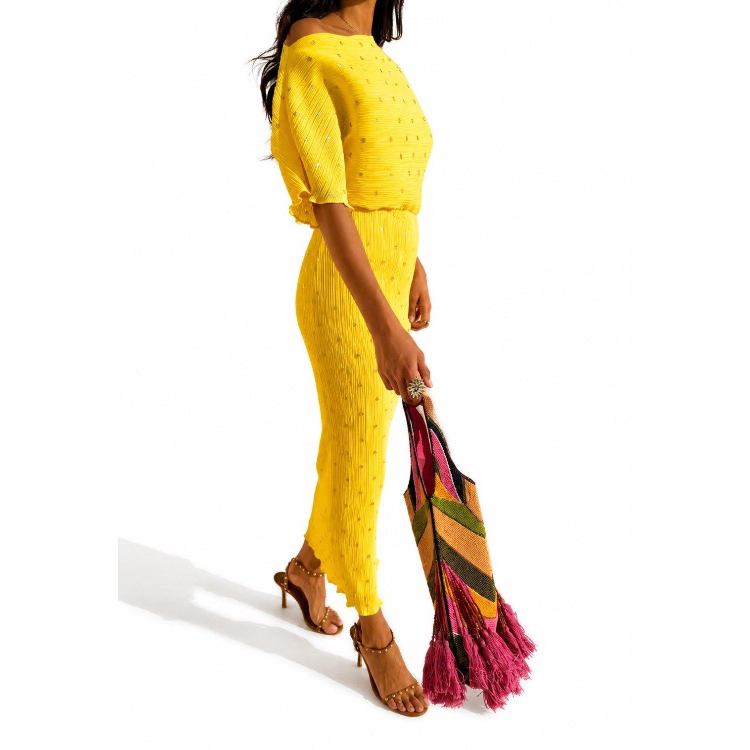 Yellow - Never Fully Dressed - Womens Tilly Plisse Maxi Dress - 2