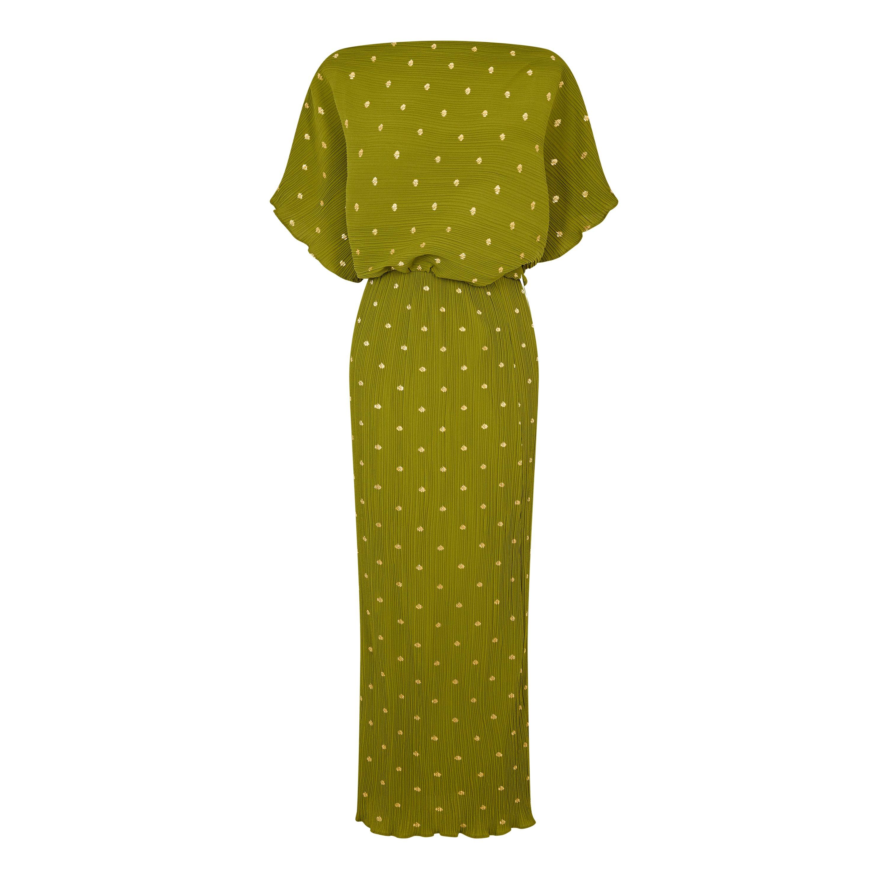 Never Fully Dressed Women's Tilly Plisse Maxi Dress - Olive - 10 (S)