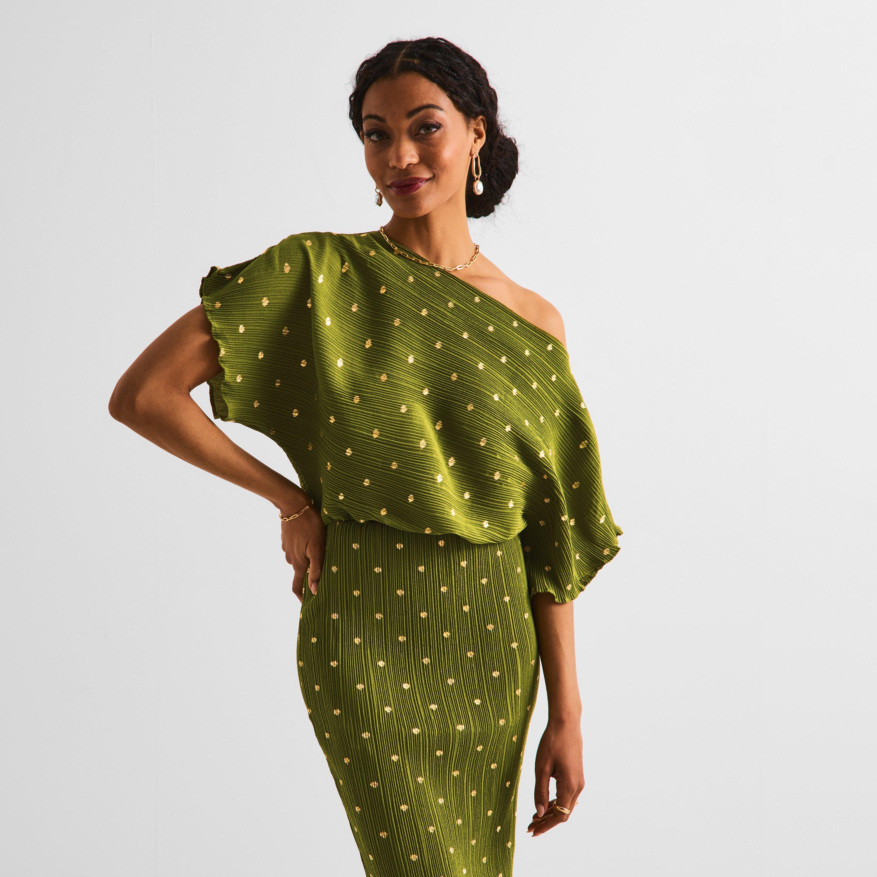 Olive - Never Fully Dressed - Womens Tilly Plisse Maxi Dress - 3