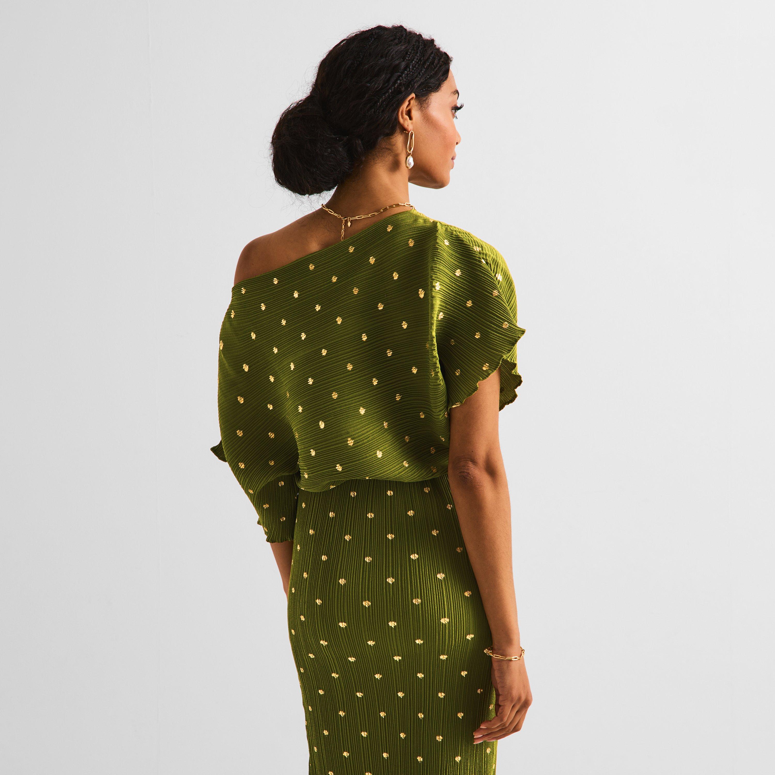 Olive - Never Fully Dressed - Womens Tilly Plisse Maxi Dress - 4