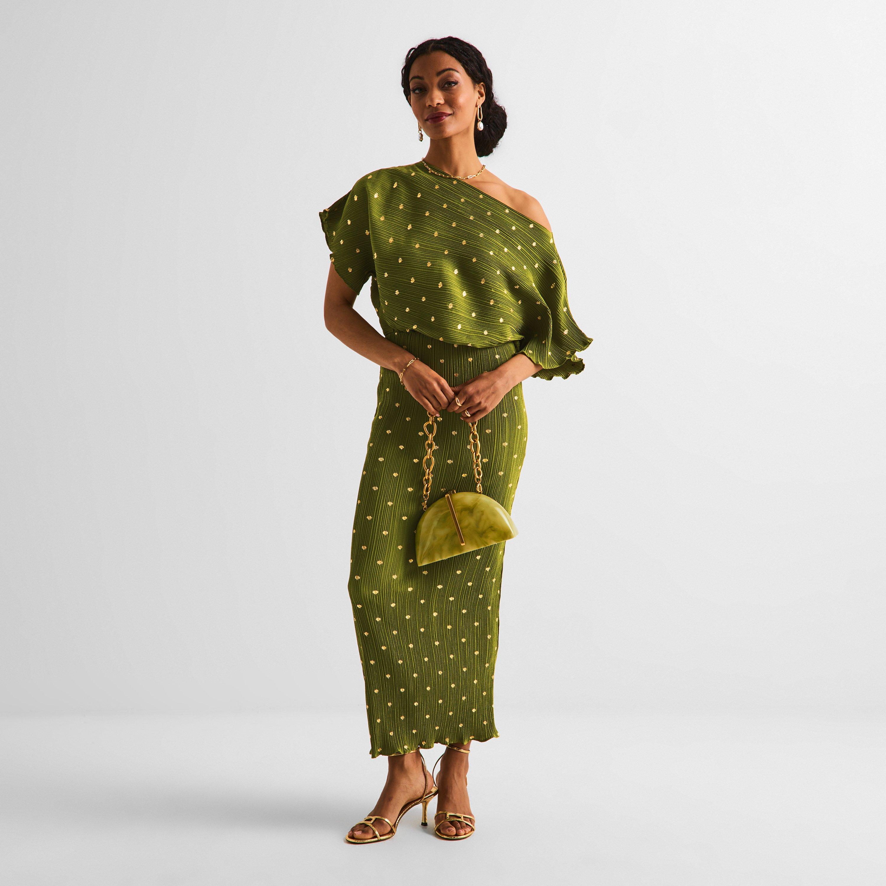 Olive - Never Fully Dressed - Womens Tilly Plisse Maxi Dress - 6