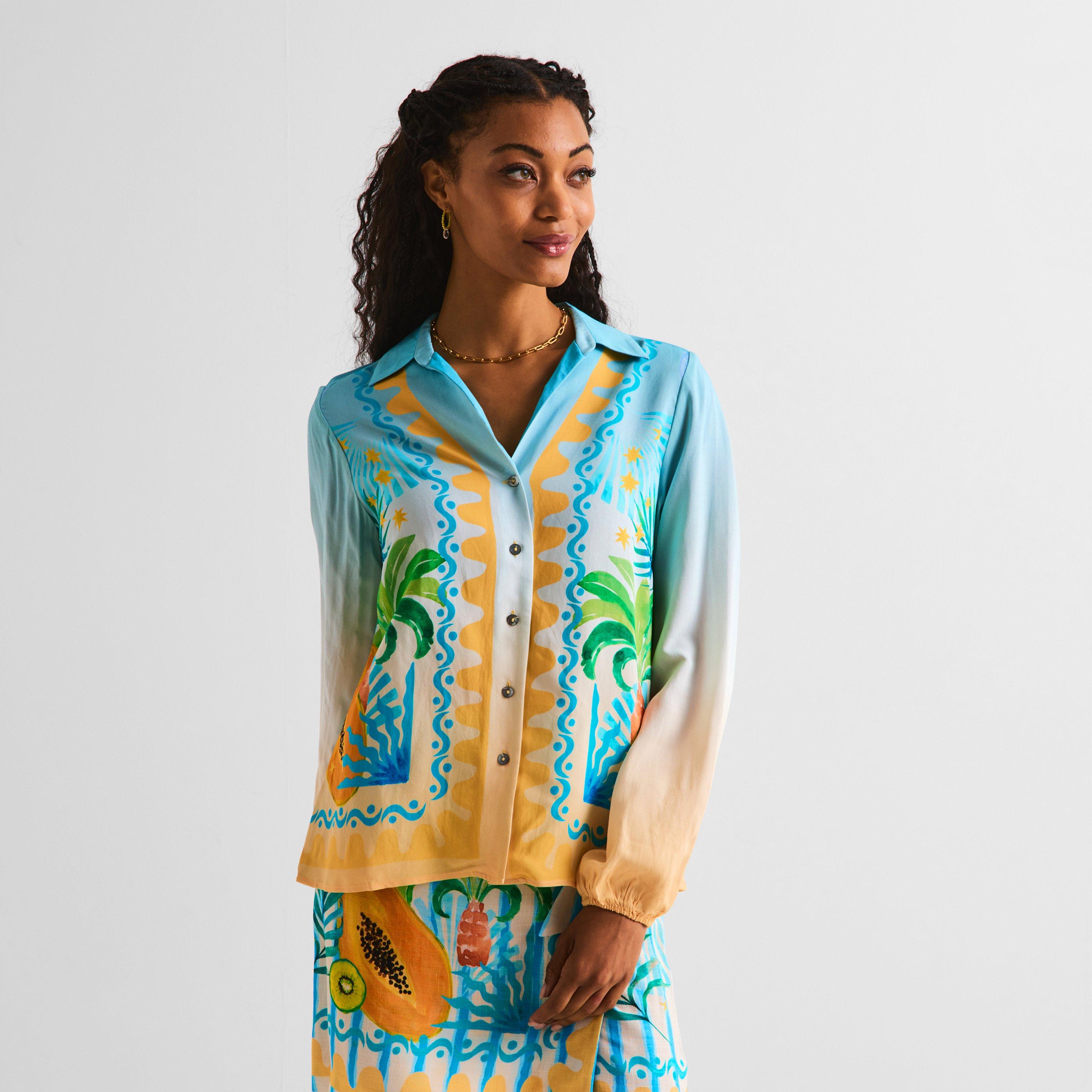 Blue - Never Fully Dressed - Women's Rio Miley Long Sleeve Patterned Shirt - 3