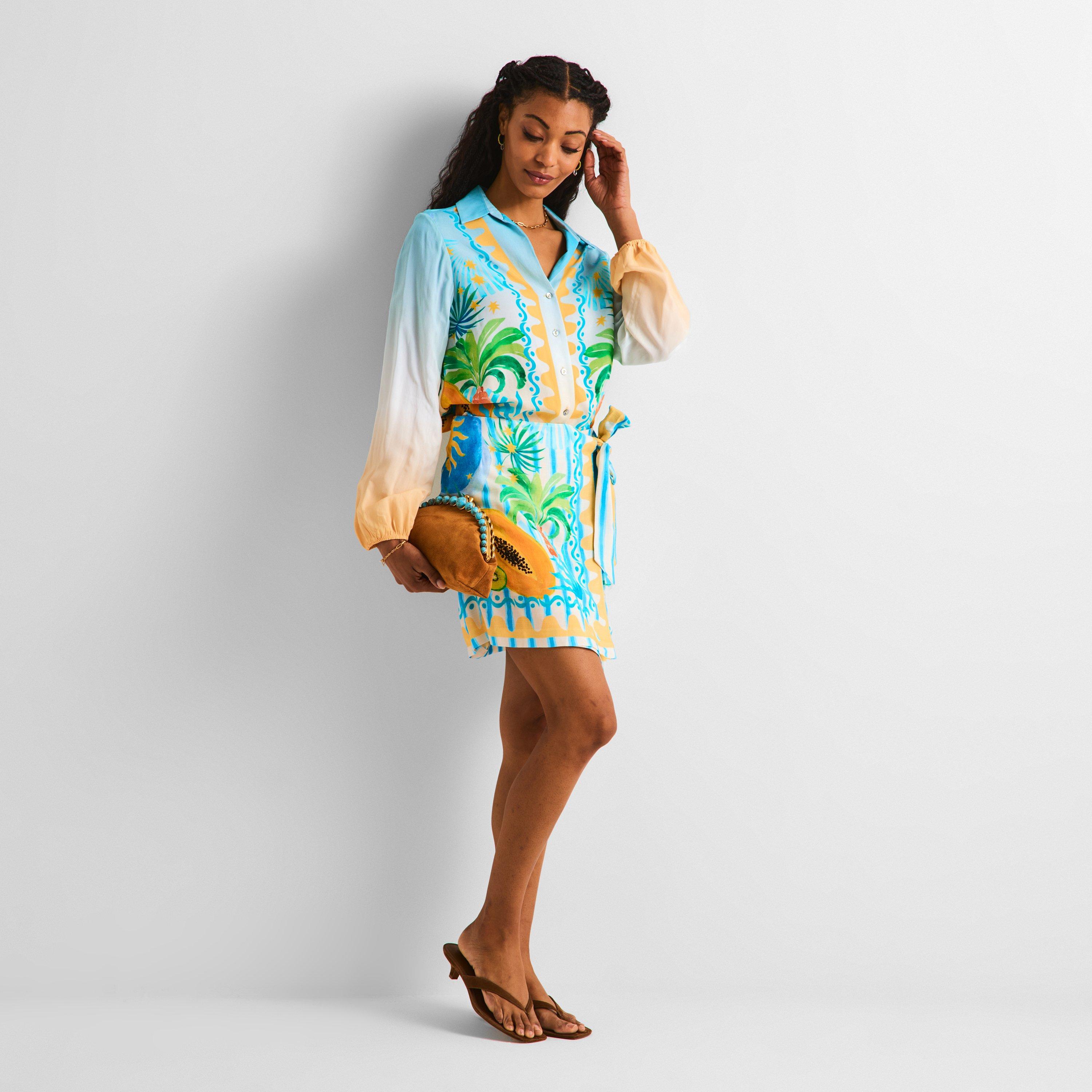 Blue - Never Fully Dressed - Women's Rio Miley Long Sleeve Patterned Shirt - 5