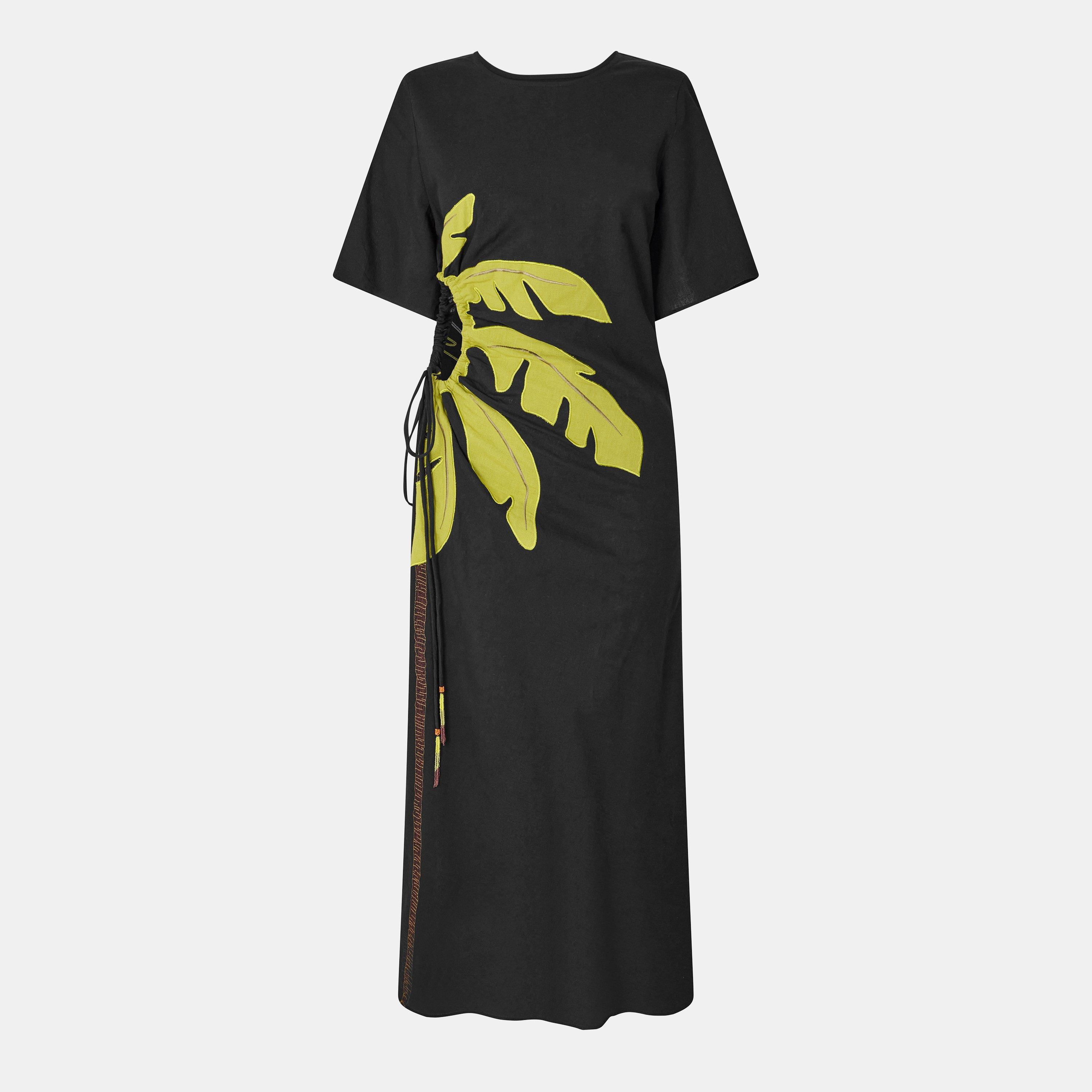 Never Fully Dressed Women's Palm River Palm Print Maxi Dress - Black - 8 (XS)