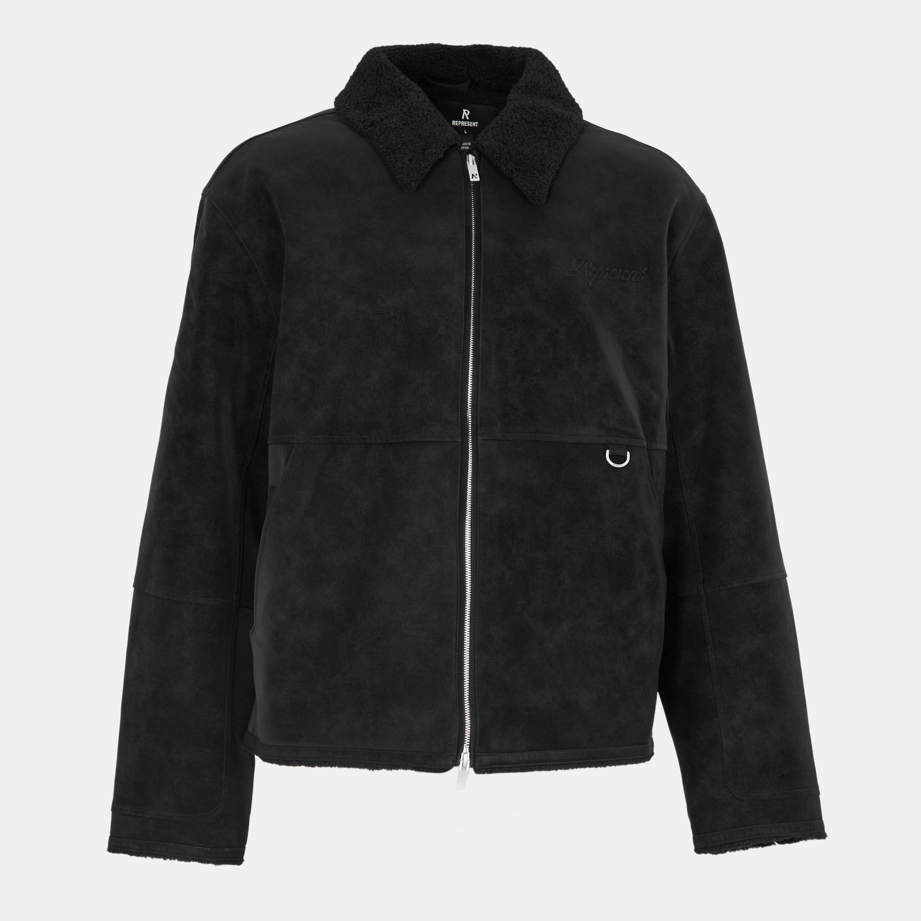 Jet Black - Represent - Men's Tailored Fit Shearling Jacket - 1