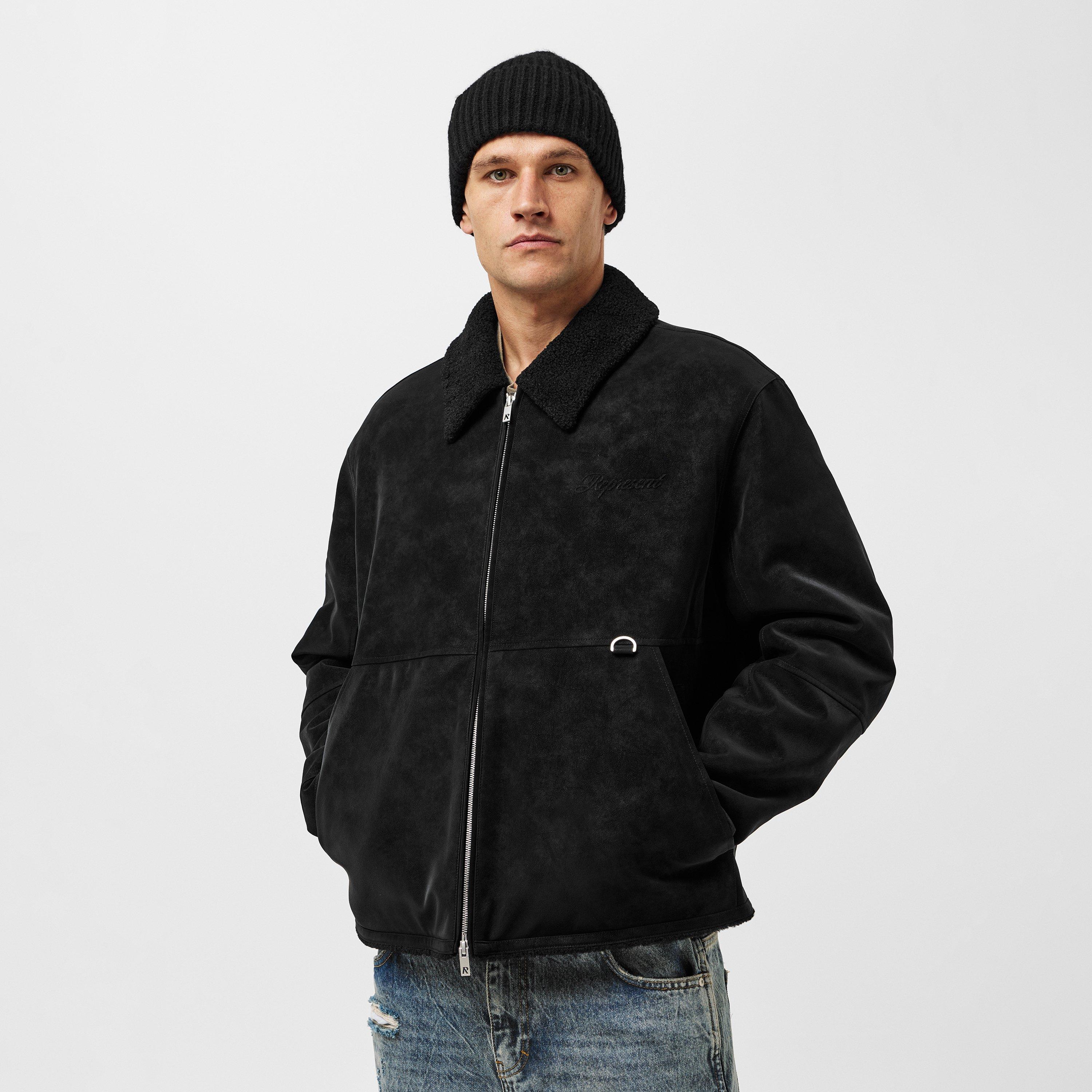 Jet Black - Represent - Men's  Tailored Fit Shearling Jacket - 3