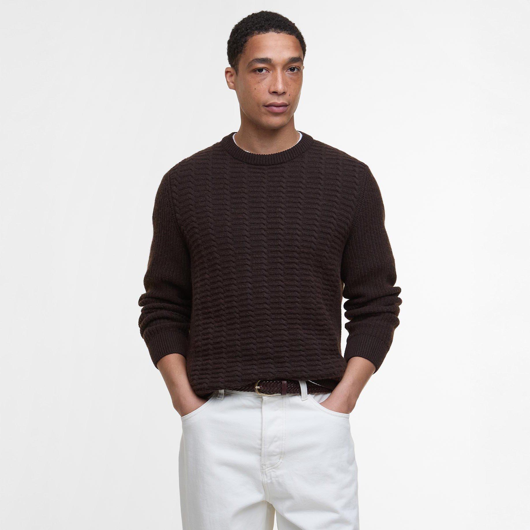 Dark Oak BR17 - Barbour - Cleveland Crew Neck Jumper - 2