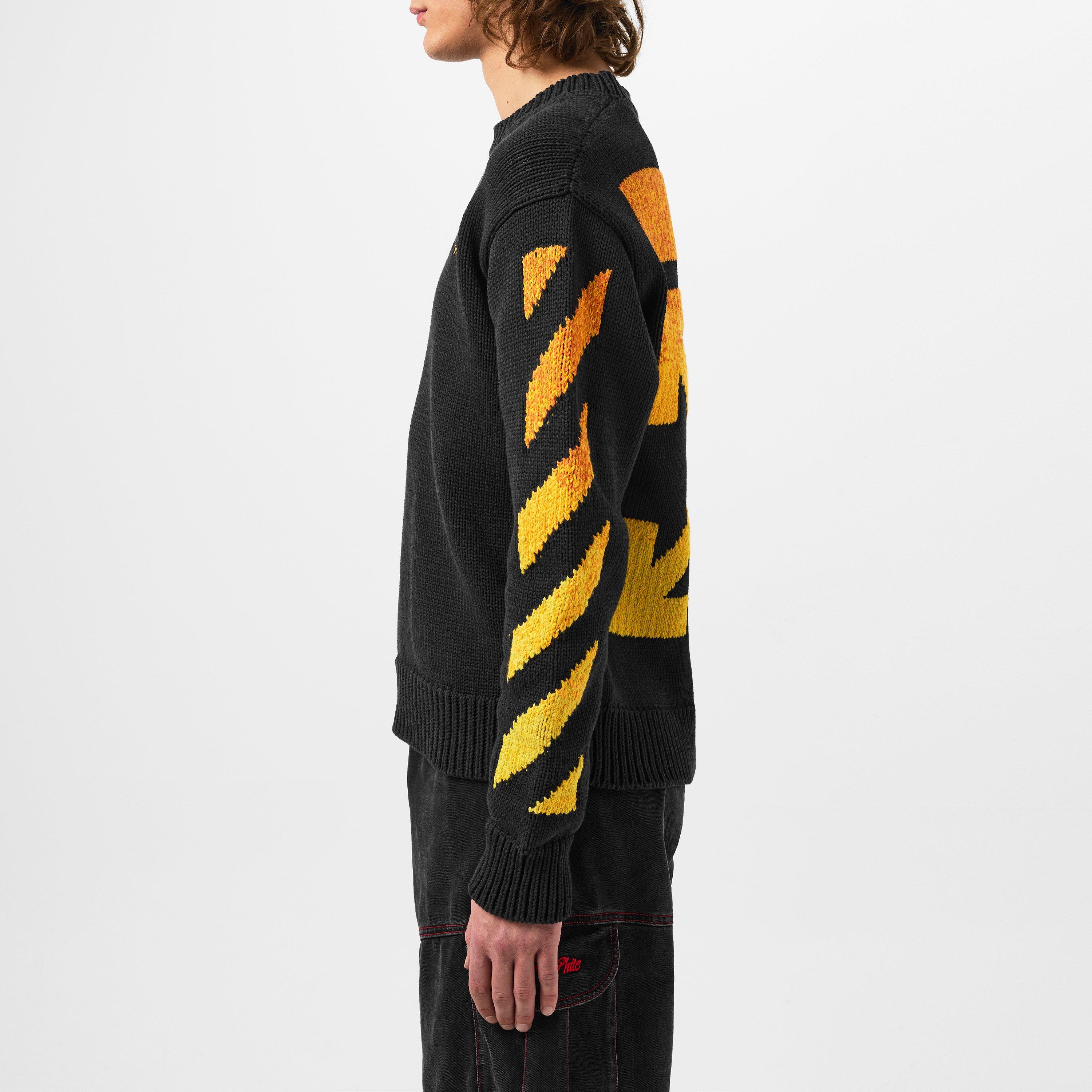 Black Oran - Off White - Men's Orange Gradient Arrow Design Hoodie - 2