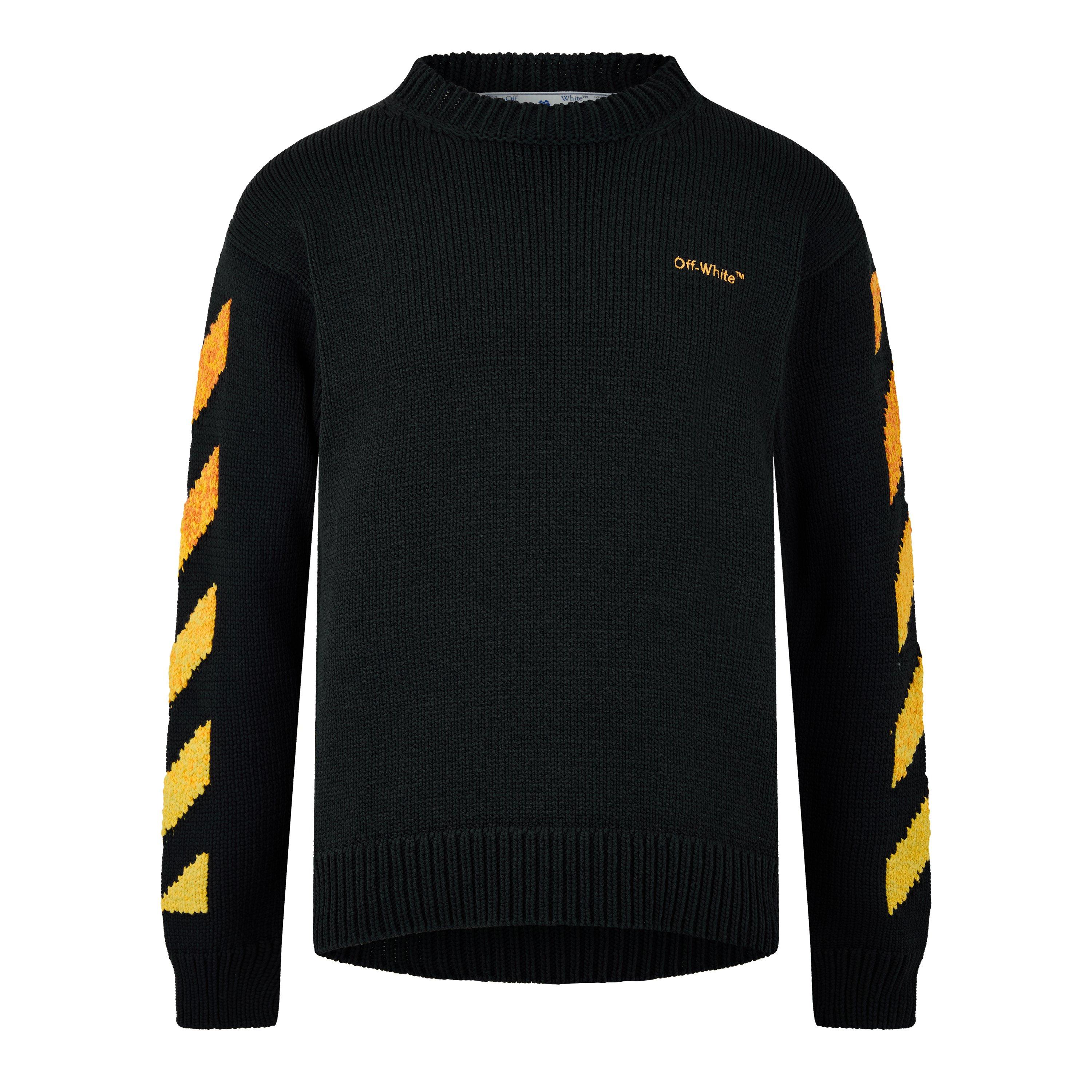 Black Oran - Off White - Men's Orange Gradient Arrow Design Hoodie - 5