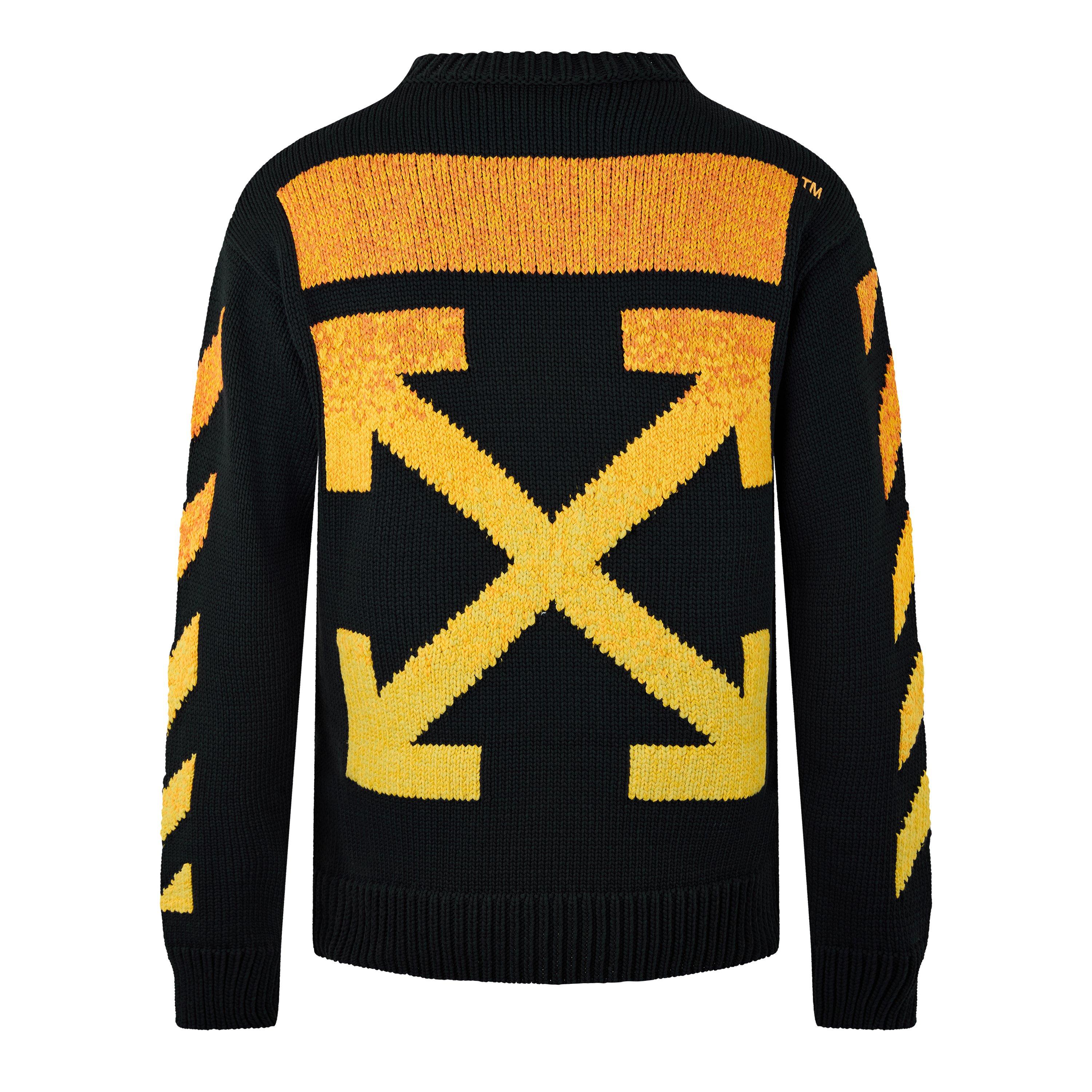 Black Oran - Off White - Men's Orange Gradient Arrow Design Hoodie - 6