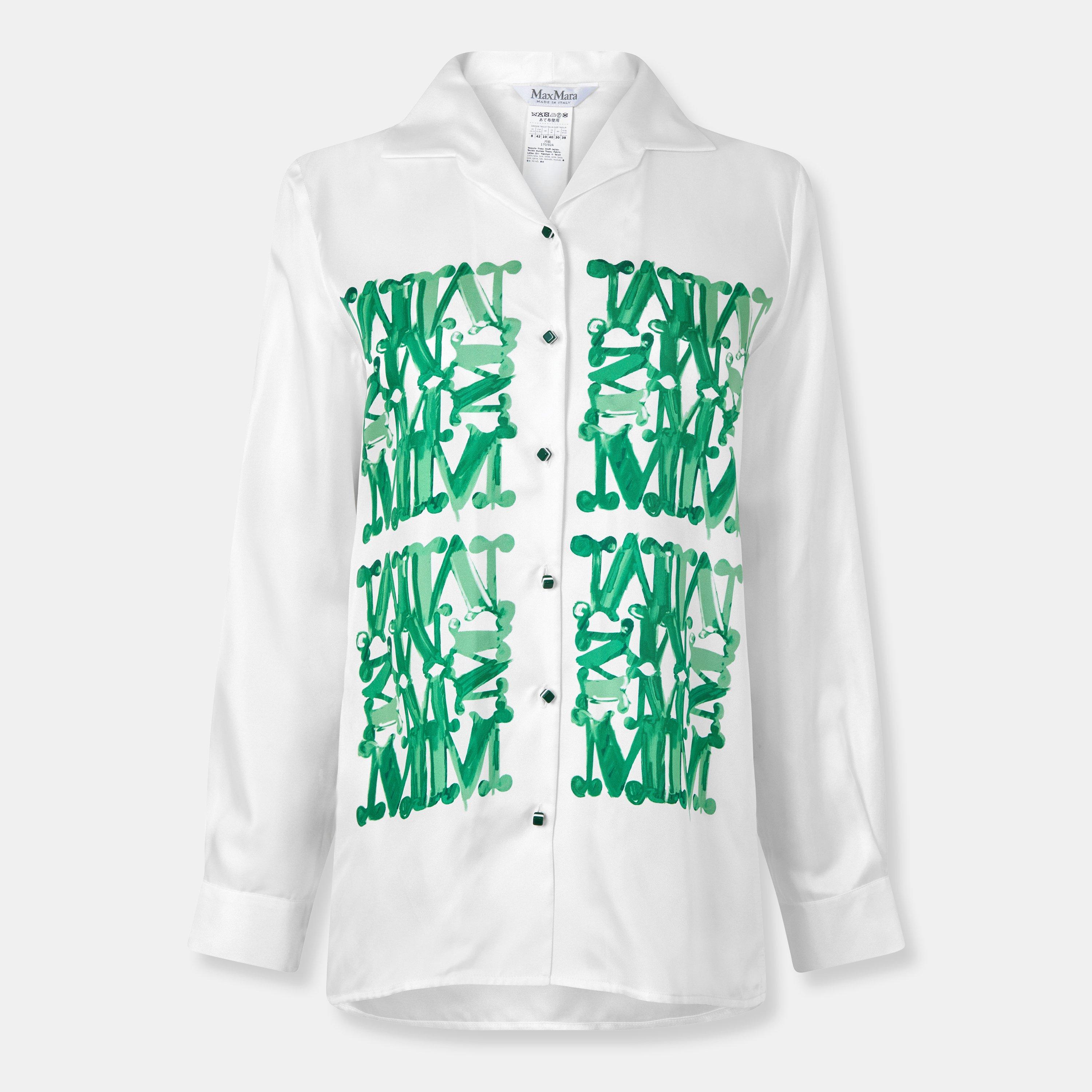 Max Mara Women's Patterned Long Sleeve Tailored Shirt - Emerald - Size 42 (UK 10)
