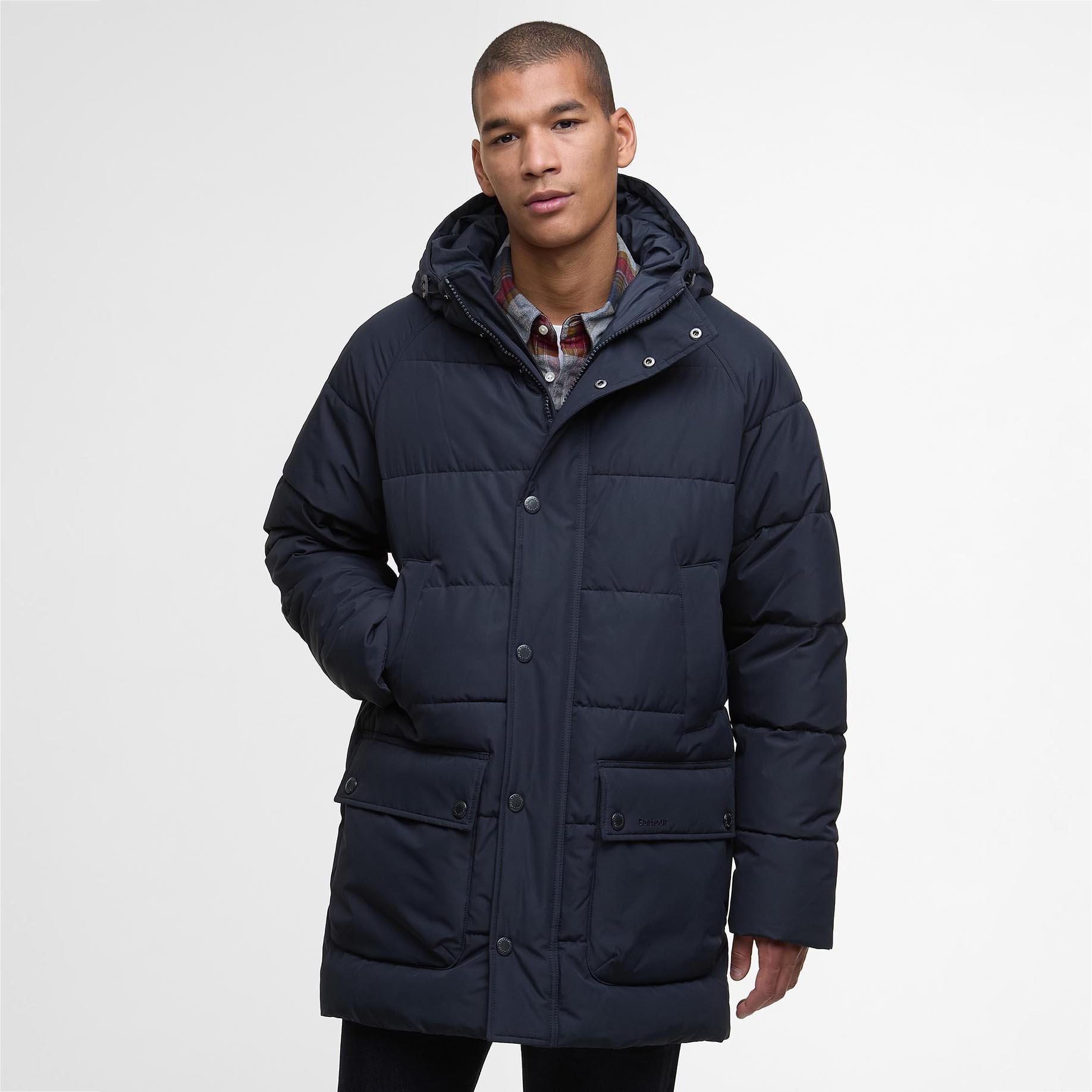 Dark Navy NY91 - Barbour - Men's Bedale Hooded Long Sleeve Long Puffer Jacket - 2