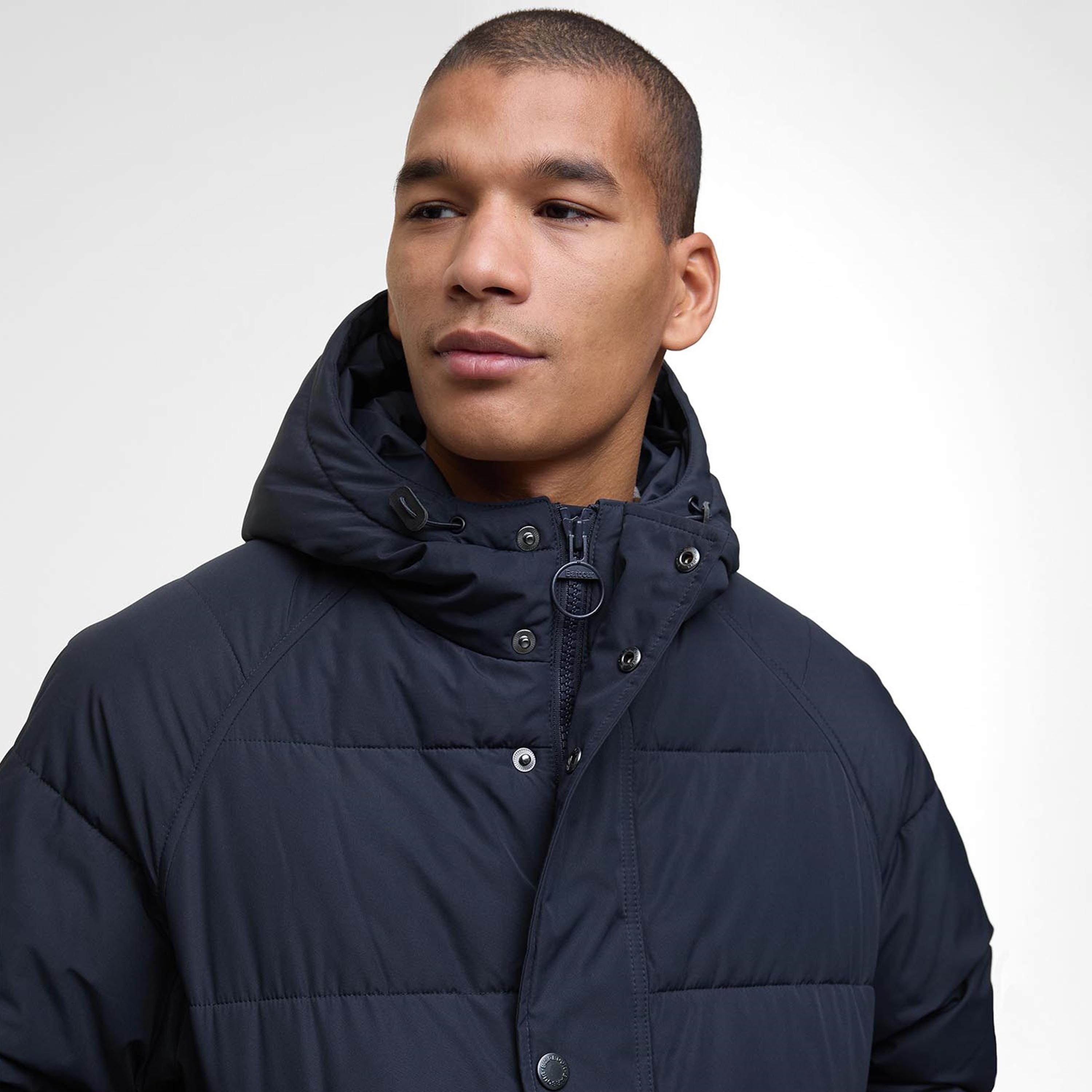 Dark Navy NY91 - Barbour - Men's Bedale Hooded Long Sleeve Long Puffer Jacket - 4