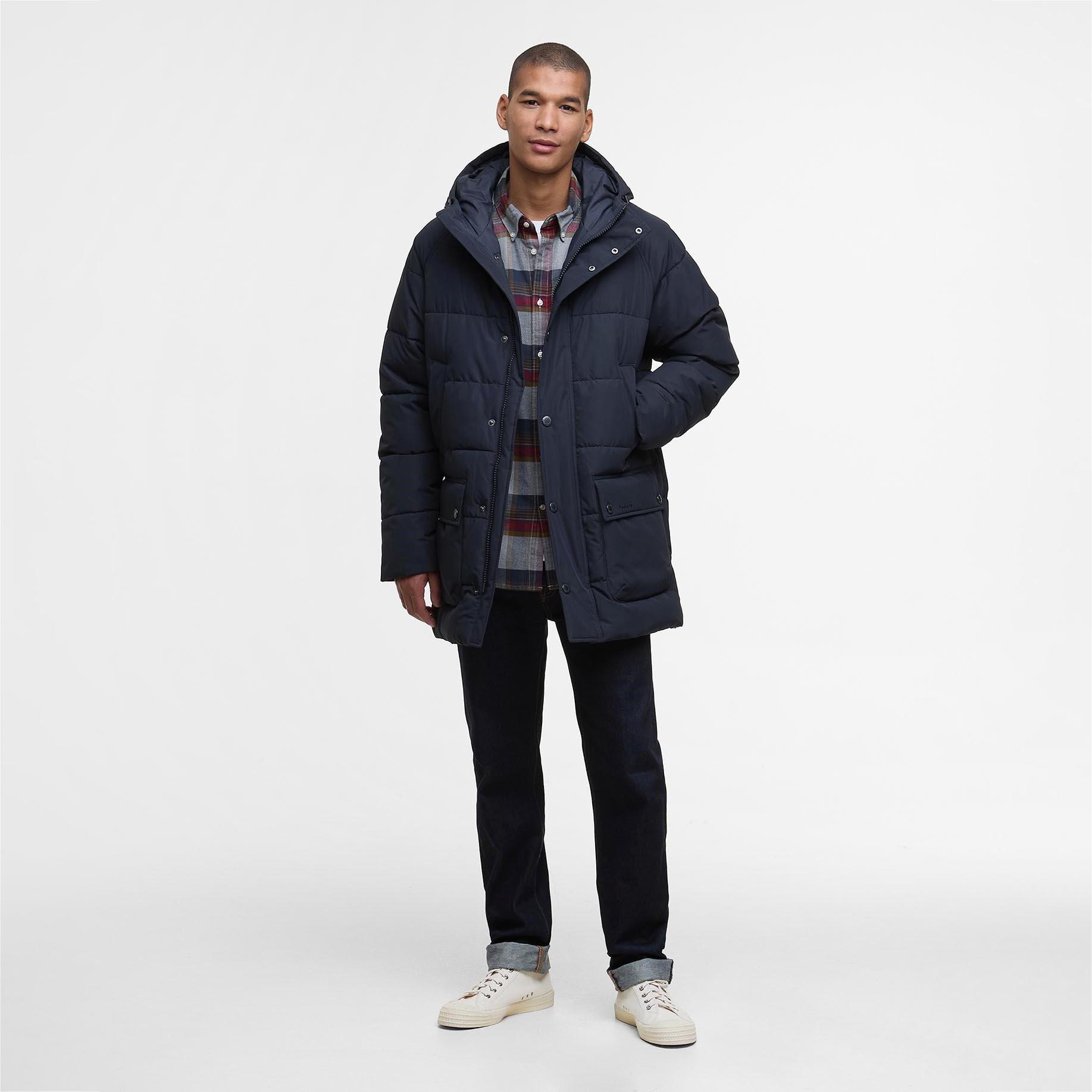 Dark Navy NY91 - Barbour - Men's Bedale Hooded Long Sleeve Long Puffer Jacket - 6