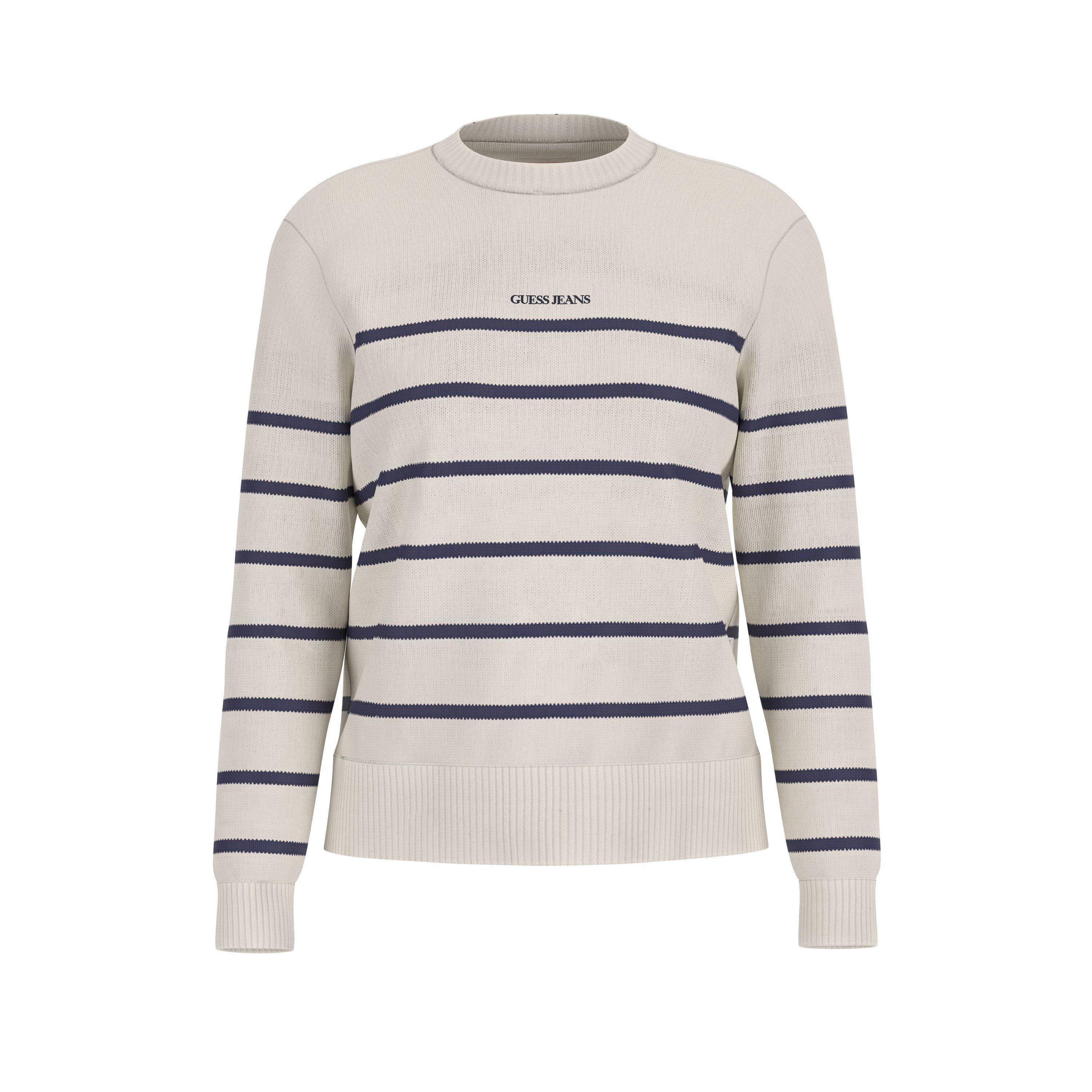 Wht/Daring Oc - Guess - Women's Stripe Knitted Crew Neck Jumper - 1