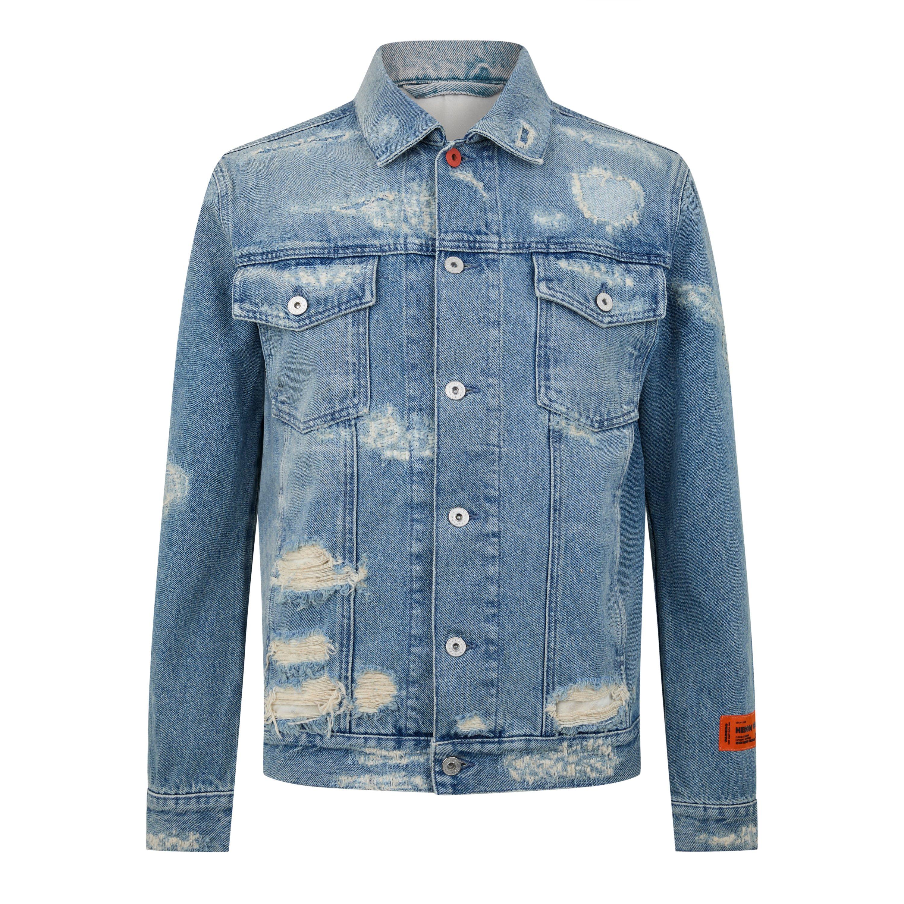 Vintage Blue - Heron Preston - Men's Super Distressed Denim Jacket - 1