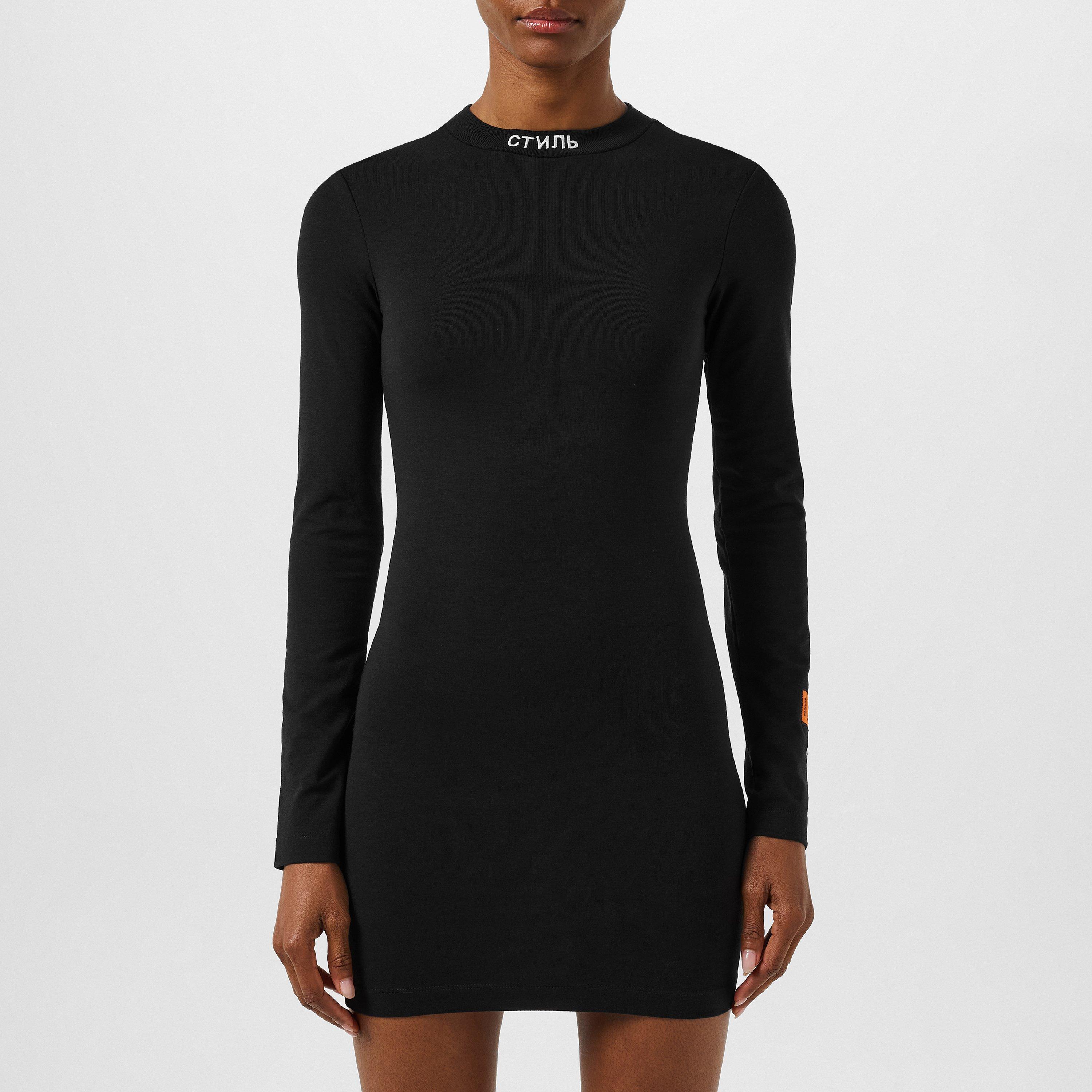 Black/White - Heron Preston - Women's Long-Sleeve Mini Bodycon Dress - 1