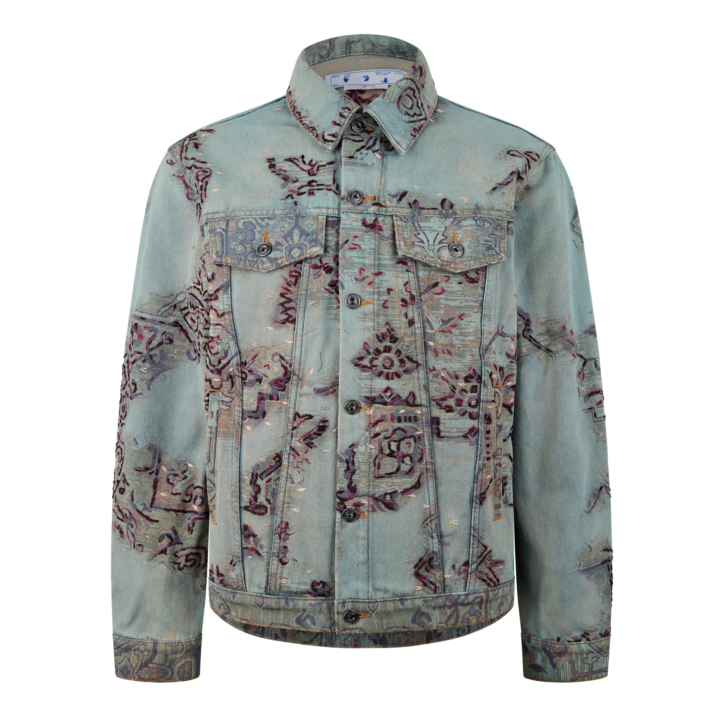 Off White Men's Tapestry Denim Jacket, All-over Artwork