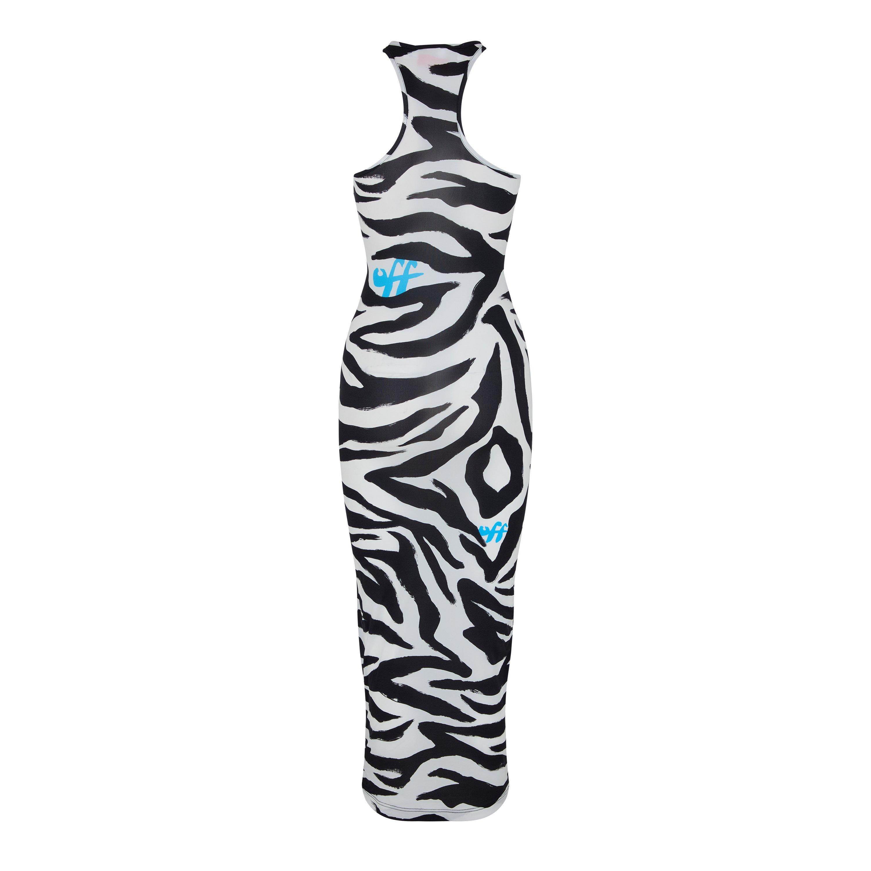 White Blac - Off White - Women's Zebra Print Maxi Dress - 2
