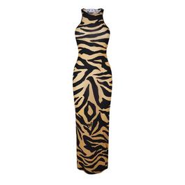 Off White Zebra Print Maxi Dress
