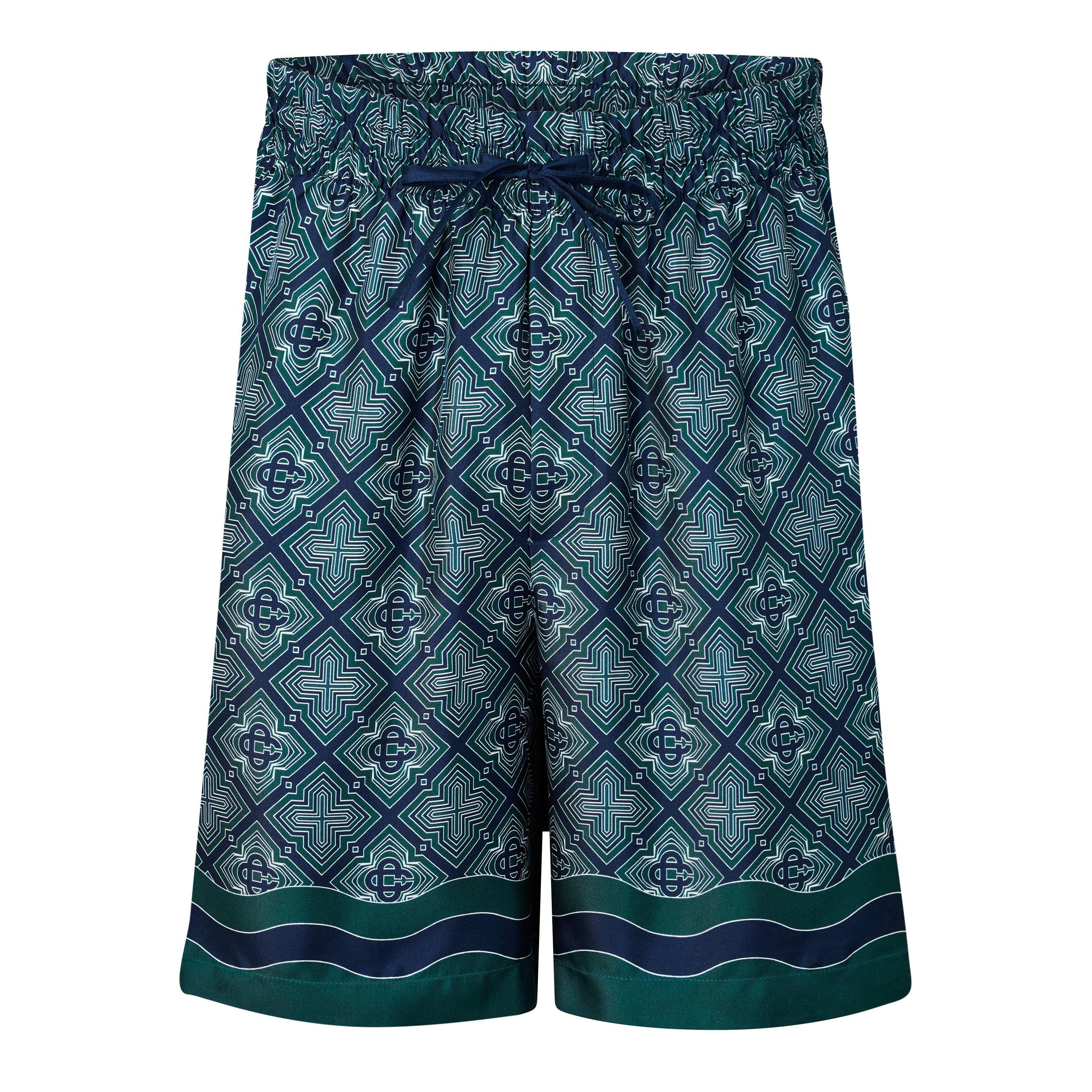 Black/Green - Casablanca - Casa Mono Silk Short Sn63 - 1