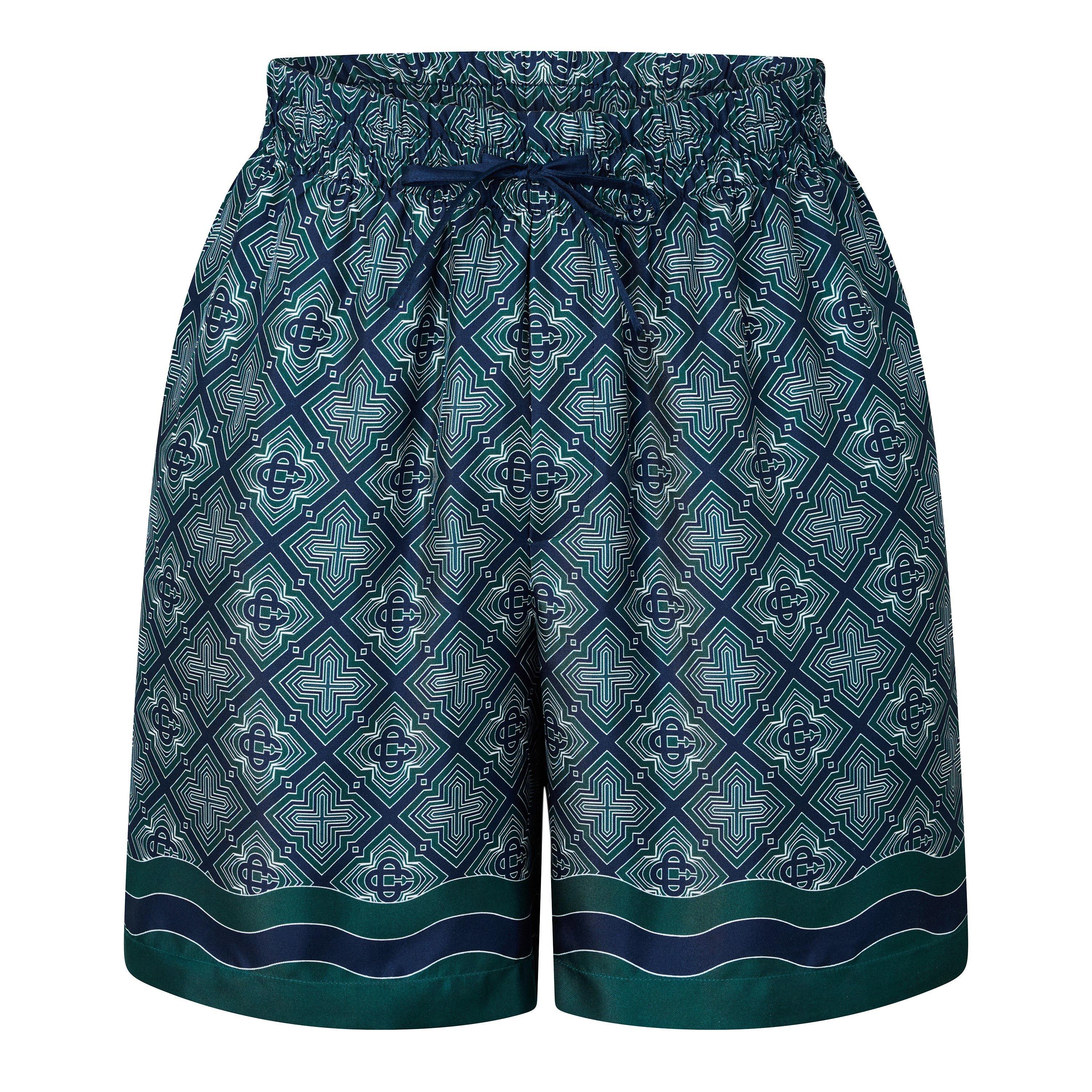 Black/Green - Casablanca - Casa Mono Silk Short Sn63 - 1