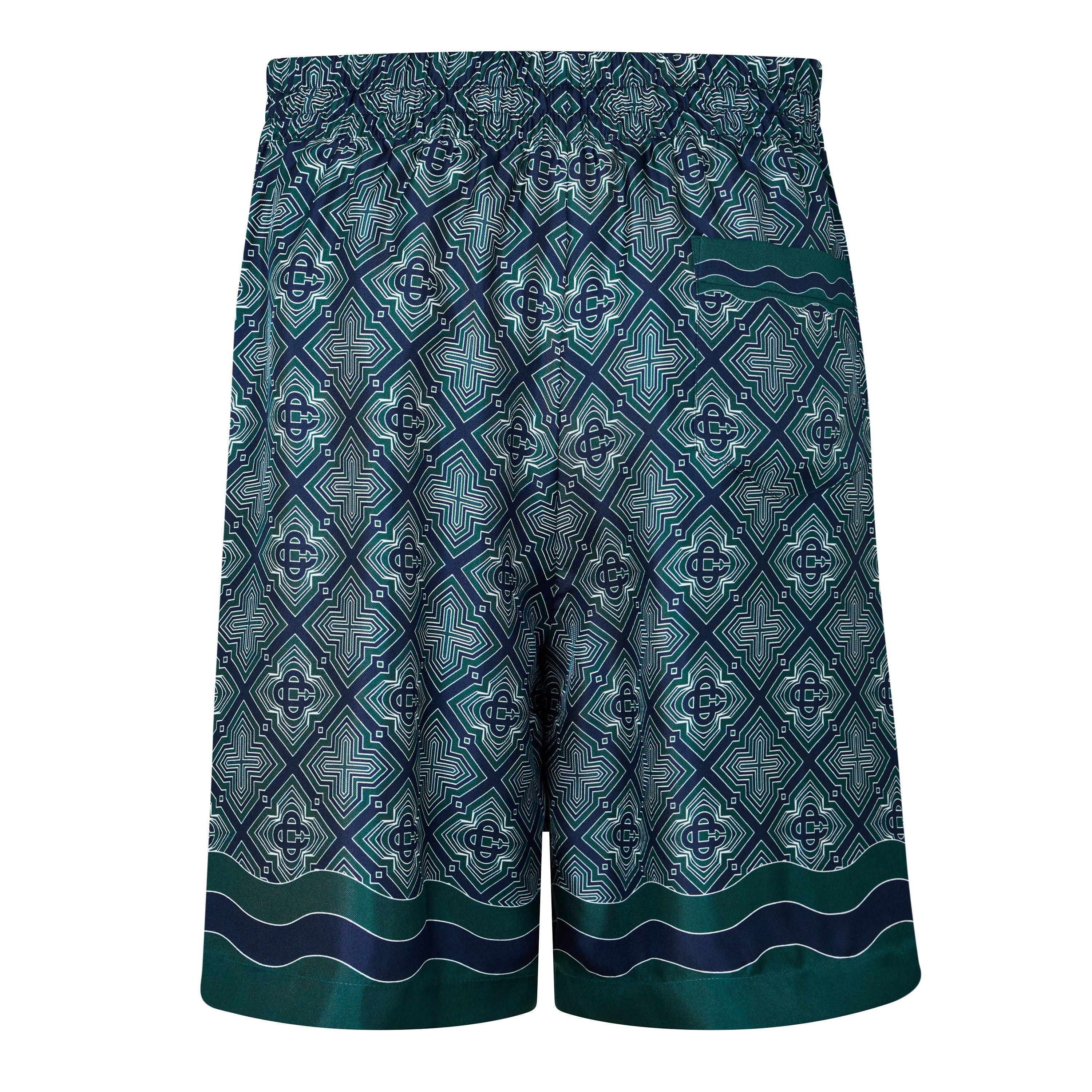Black/Green - Casablanca - Casa Mono Silk Short Sn63 - 2