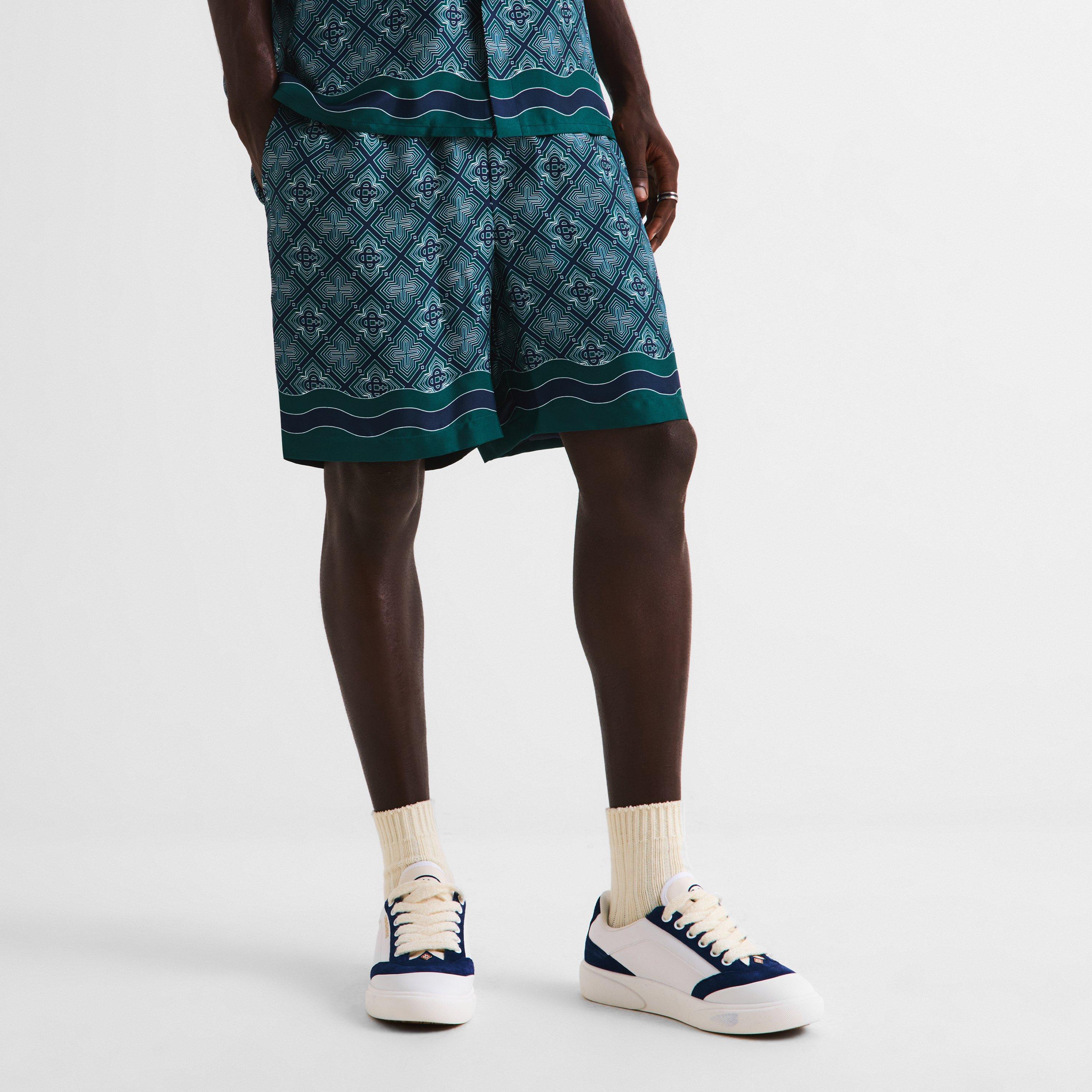 Black/Green - Casablanca - Casa Mono Silk Short Sn63 - 3