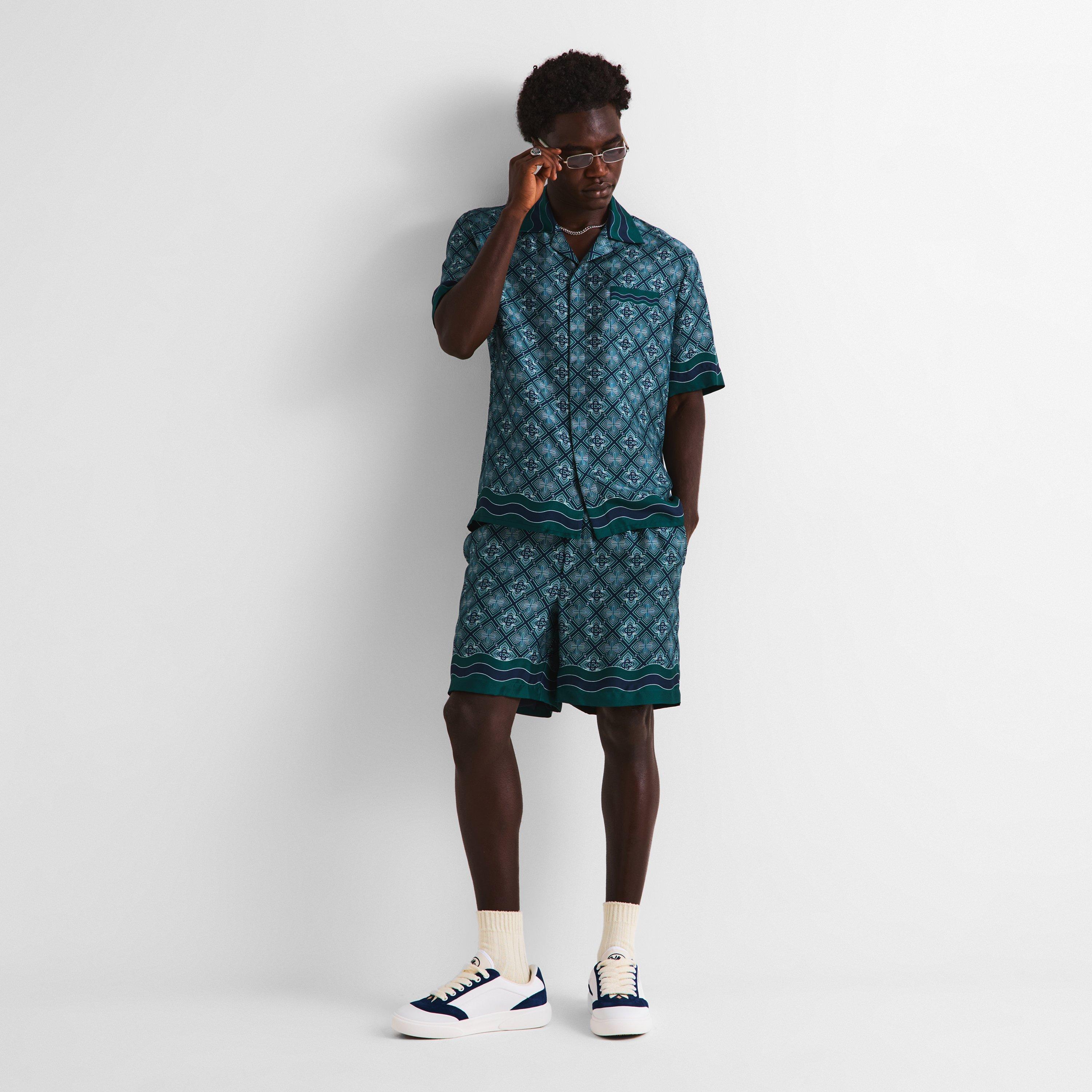 Black/Green - Casablanca - Casa Mono Silk Short Sn63 - 6