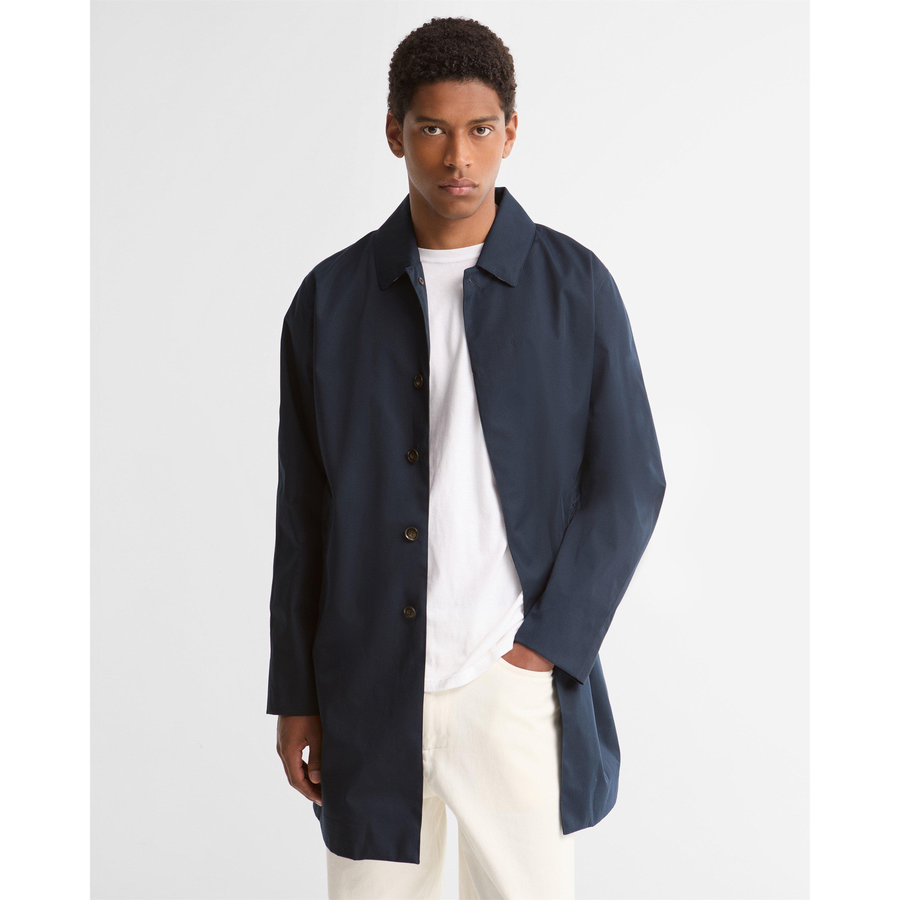 Navy NY76 - Barbour - Men's Lorden Thigh Length Long Sleeve Button Mac - 3
