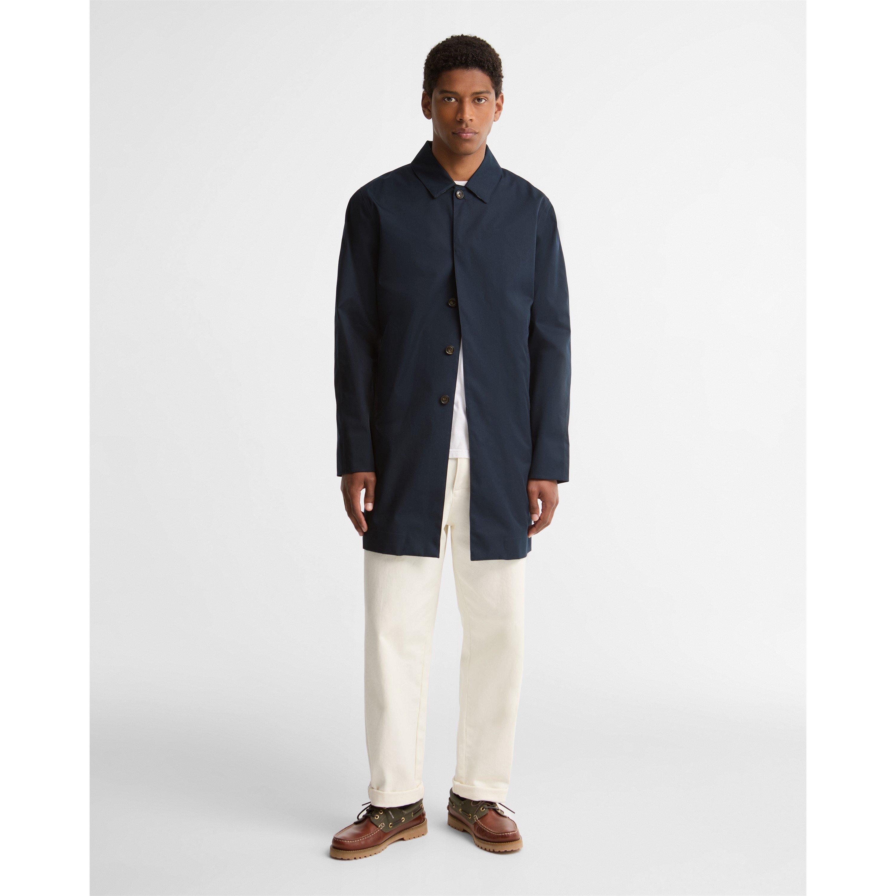 Navy NY76 - Barbour - Men's Lorden Thigh Length Long Sleeve Button Mac - 4