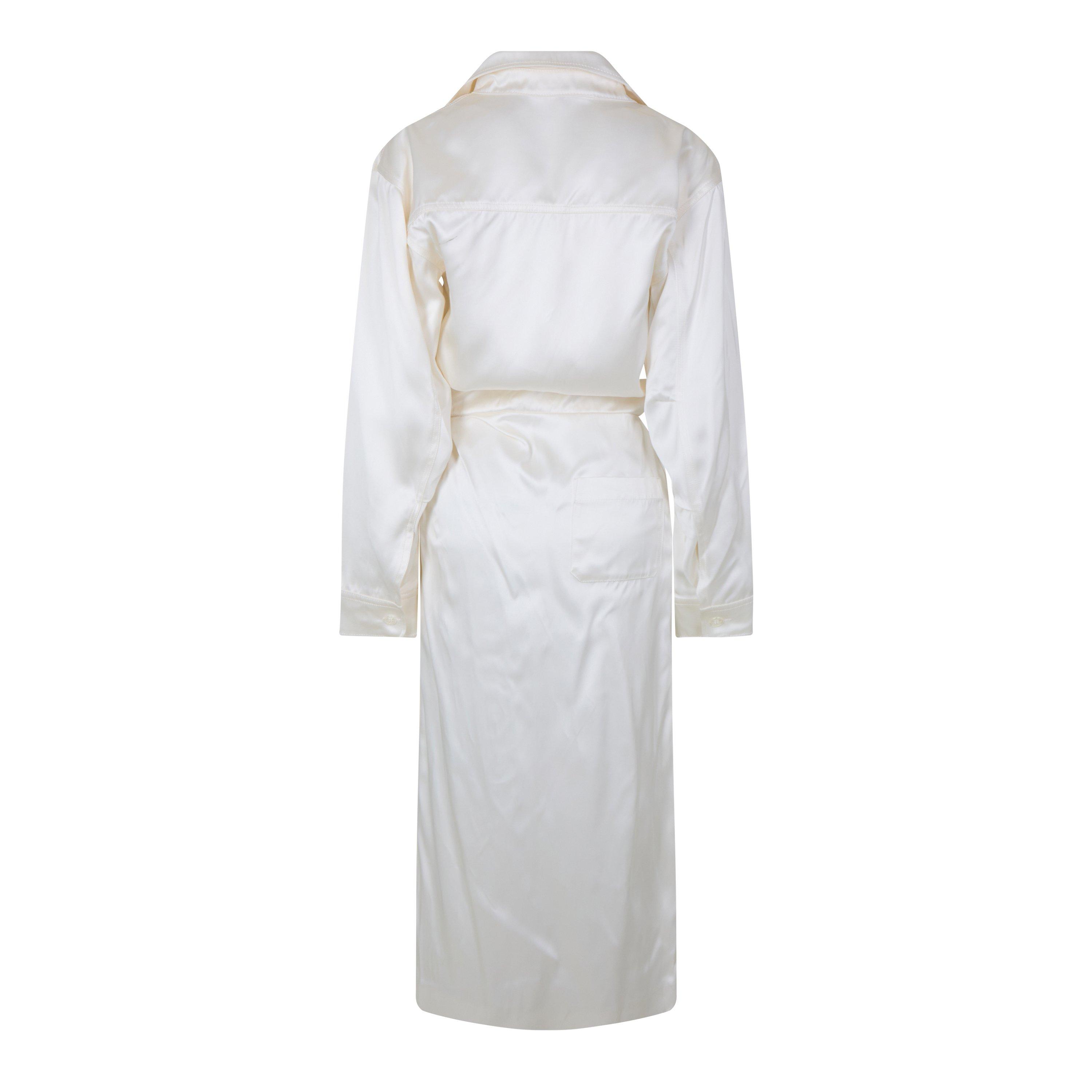 White - Off White - Women's Chine Satin Twist Long Sleeve Dress Shirt - 2