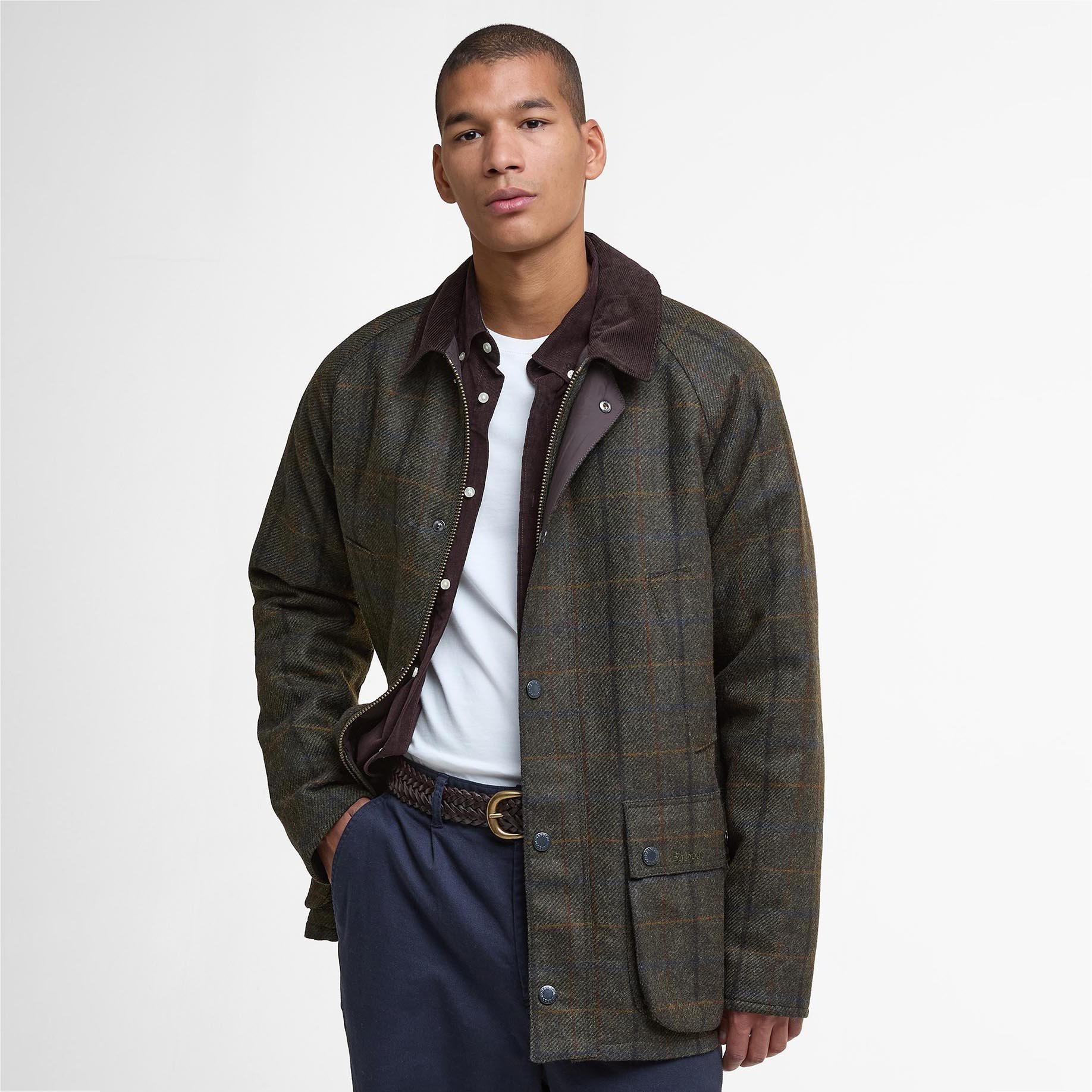 Brown OL91 - Barbour - Men's Bedale Wool Long Sleeve Pea Coat - 2