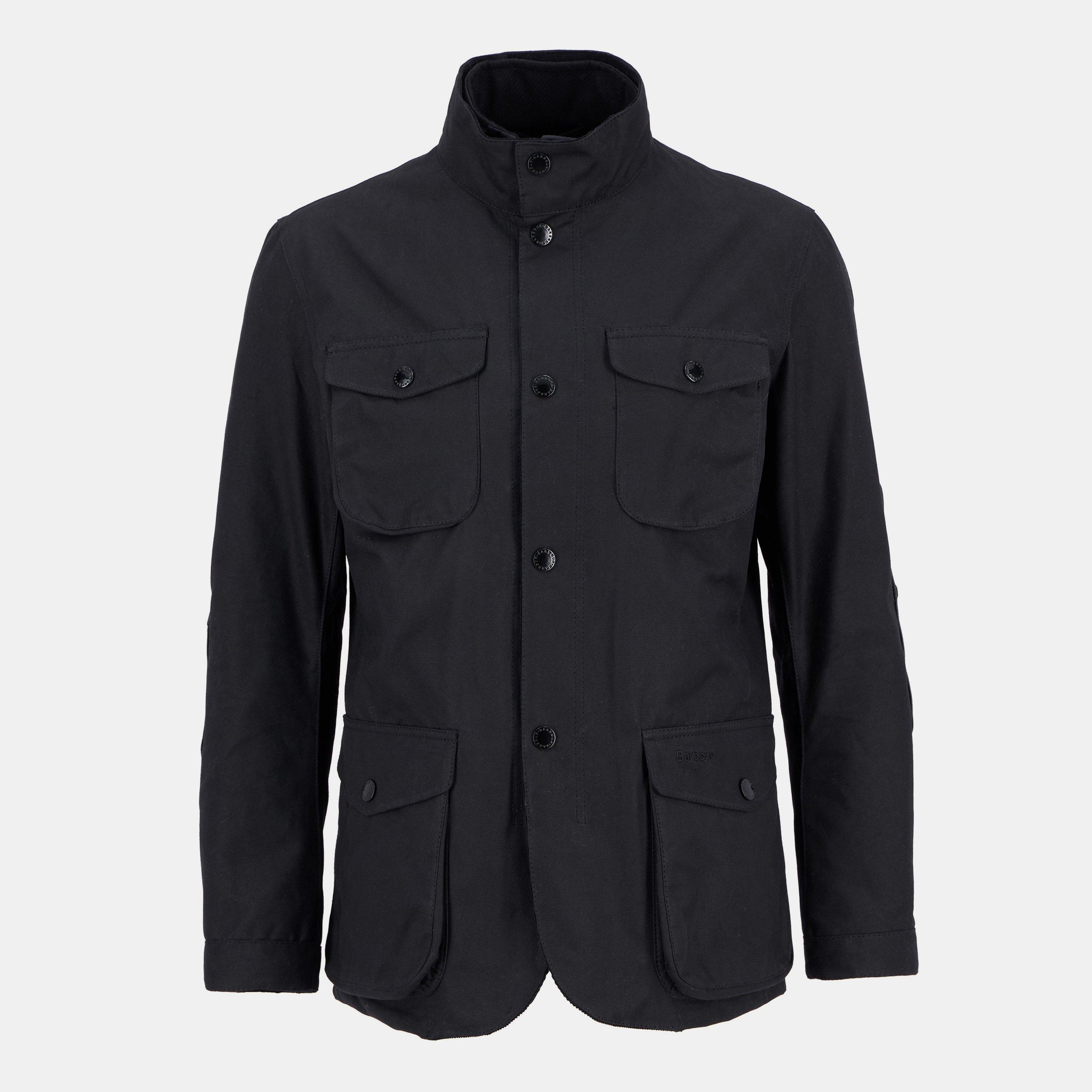 Barbour Men's Ogston Waxed Cotton Quilted Relaxed Fit Wax Jacket - Black Bk11 - 2XL