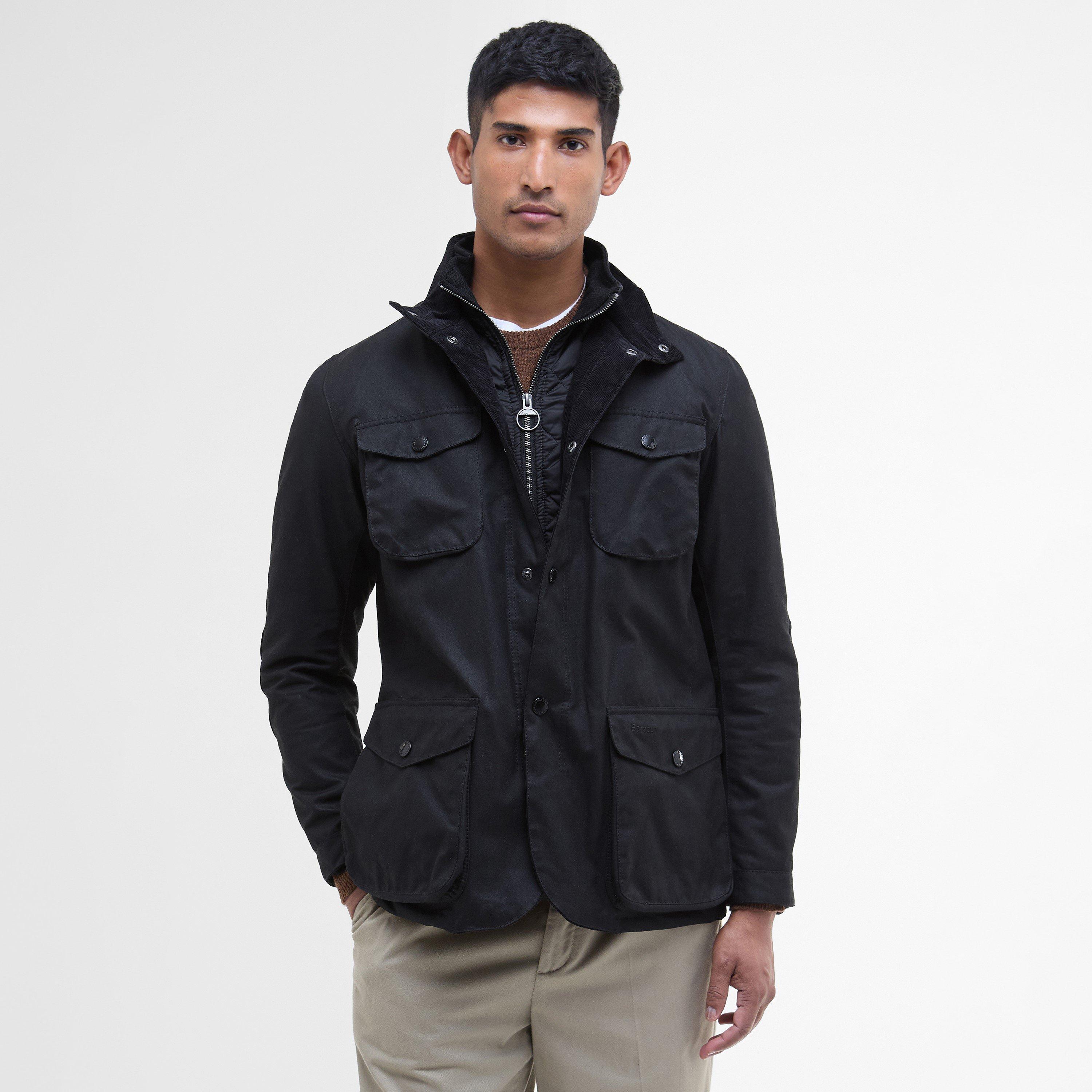 Black BK11 - Barbour - Men's Ogston Waxed Cotton Quilted Relaxed Fit Wax Jacket - 2