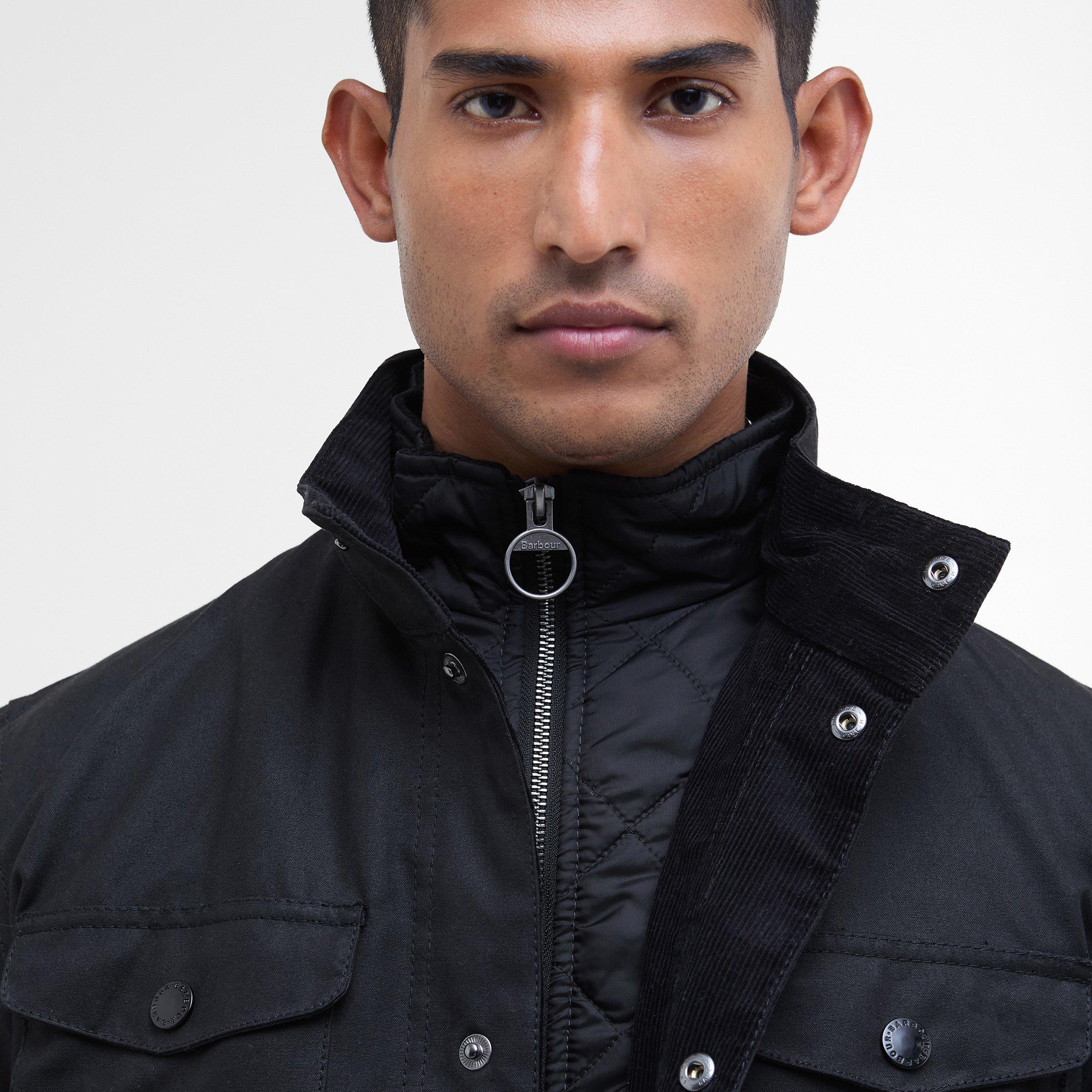 Black BK11 - Barbour - Men's Ogston Waxed Cotton Quilted Relaxed Fit Wax Jacket - 4