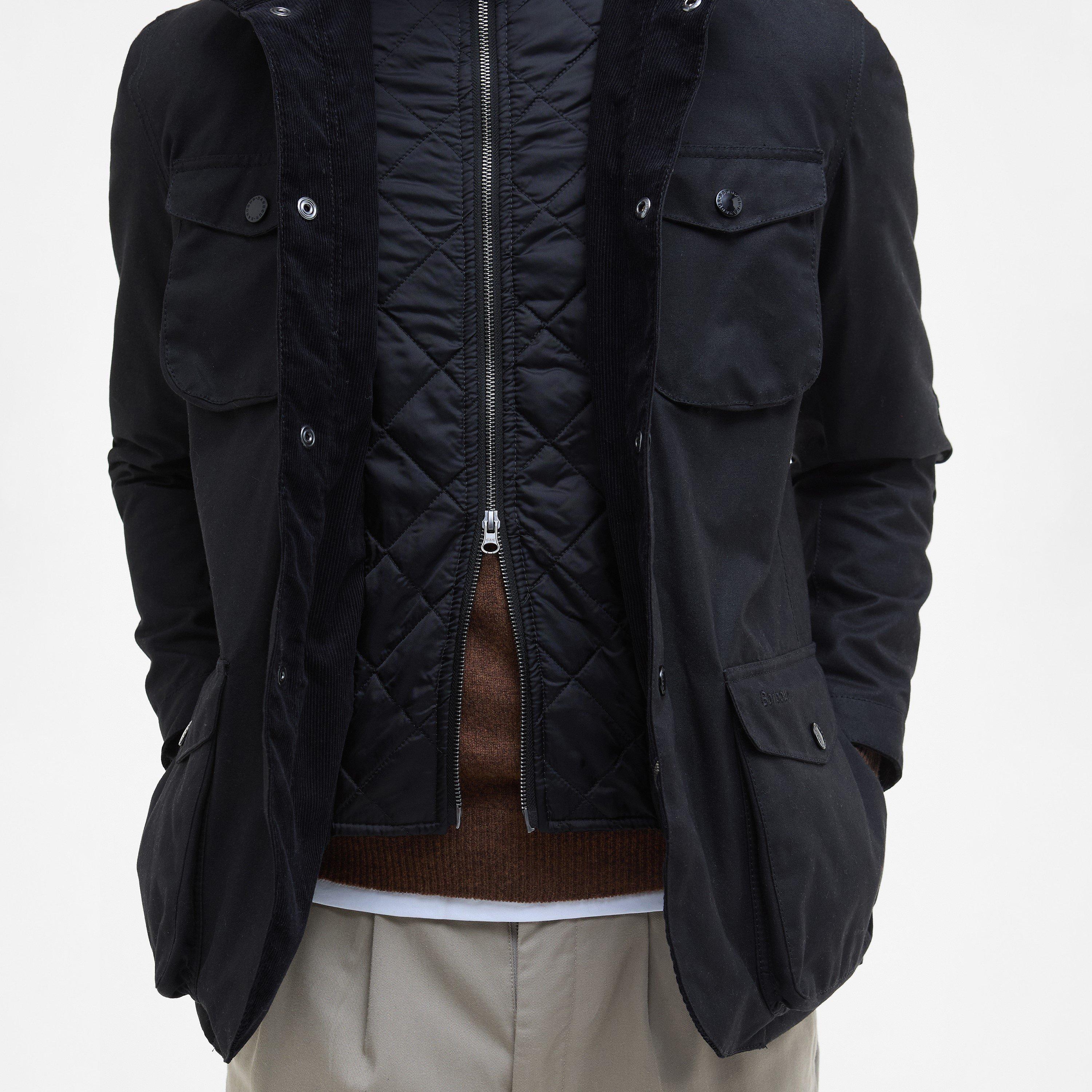 Black BK11 - Barbour - Men's Ogston Waxed Cotton Quilted Relaxed Fit Wax Jacket - 5