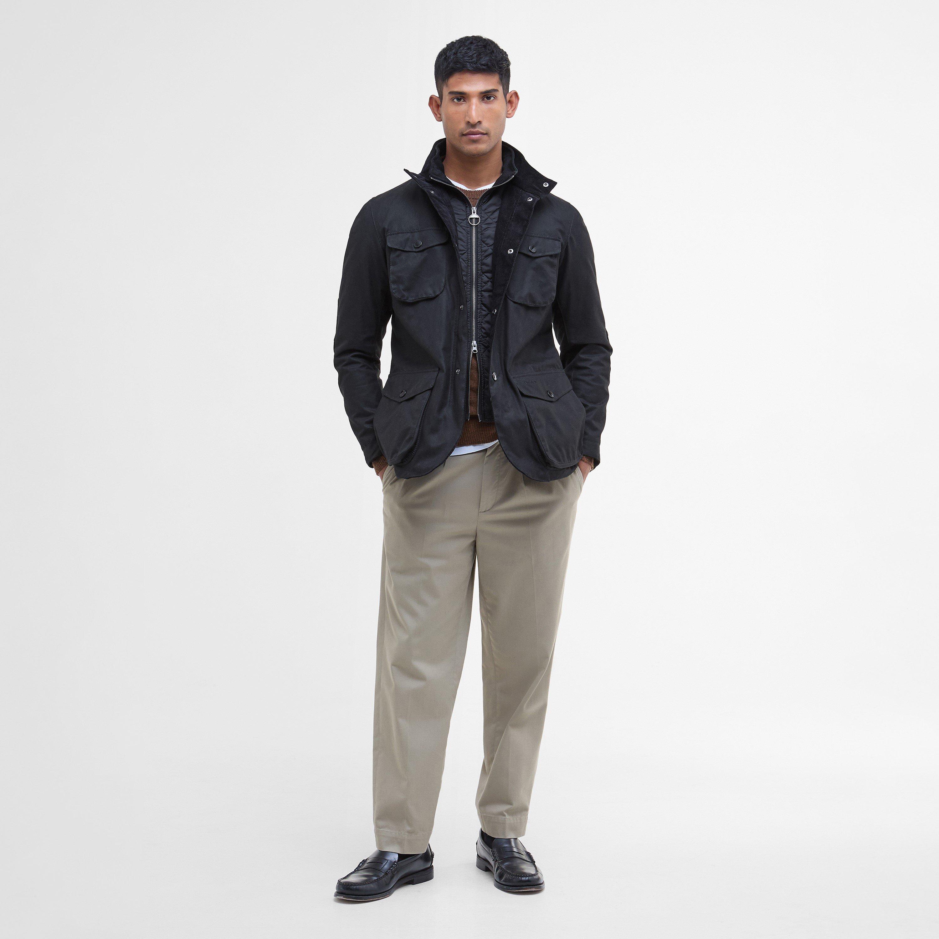 Black BK11 - Barbour - Men's Ogston Waxed Cotton Quilted Relaxed Fit Wax Jacket - 6