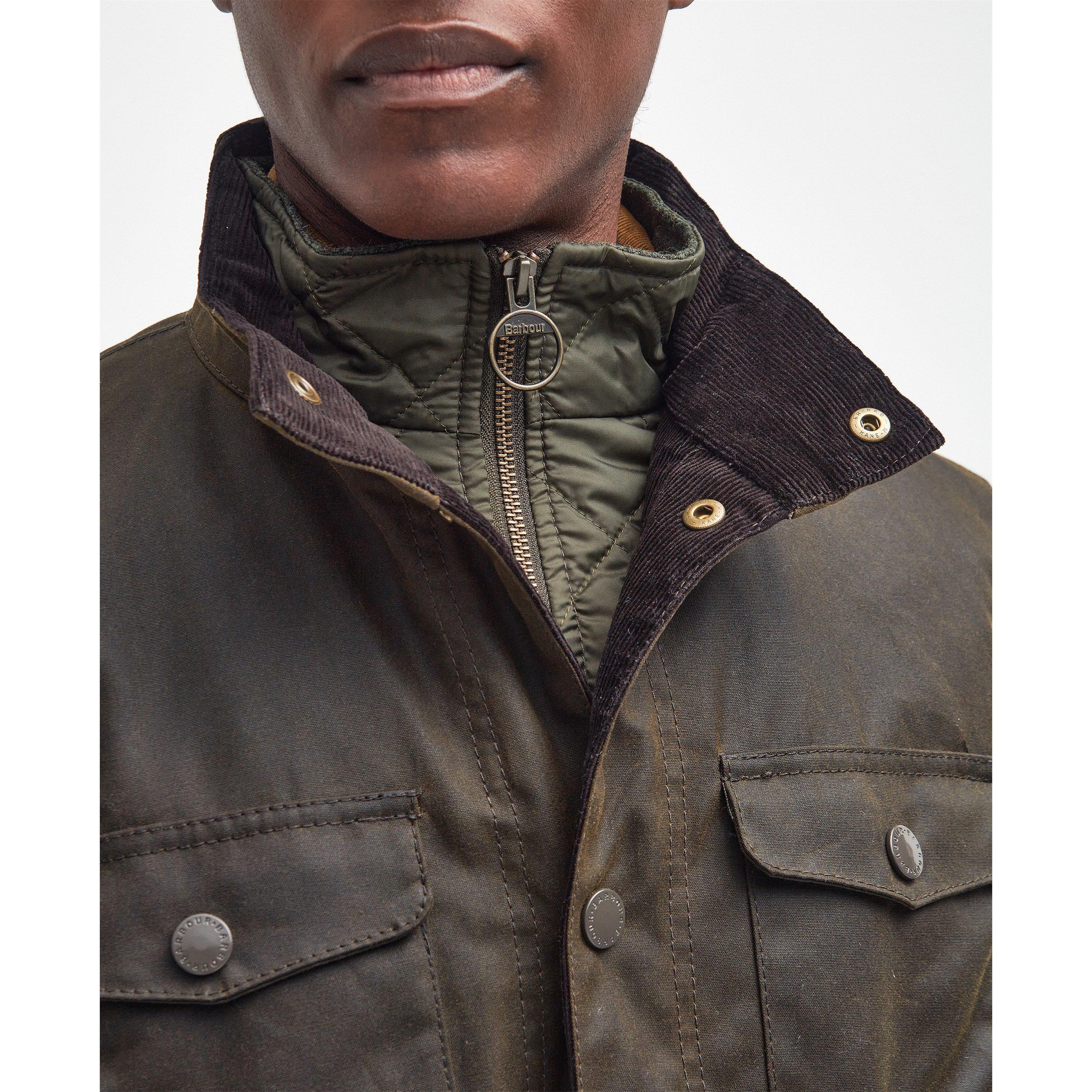 Olive OL51 - Barbour - Men's Ogston Waxed Cotton Quilted Relaxed Fit Wax Jacket - 8
