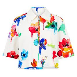 Off White Floral Zip Shirt