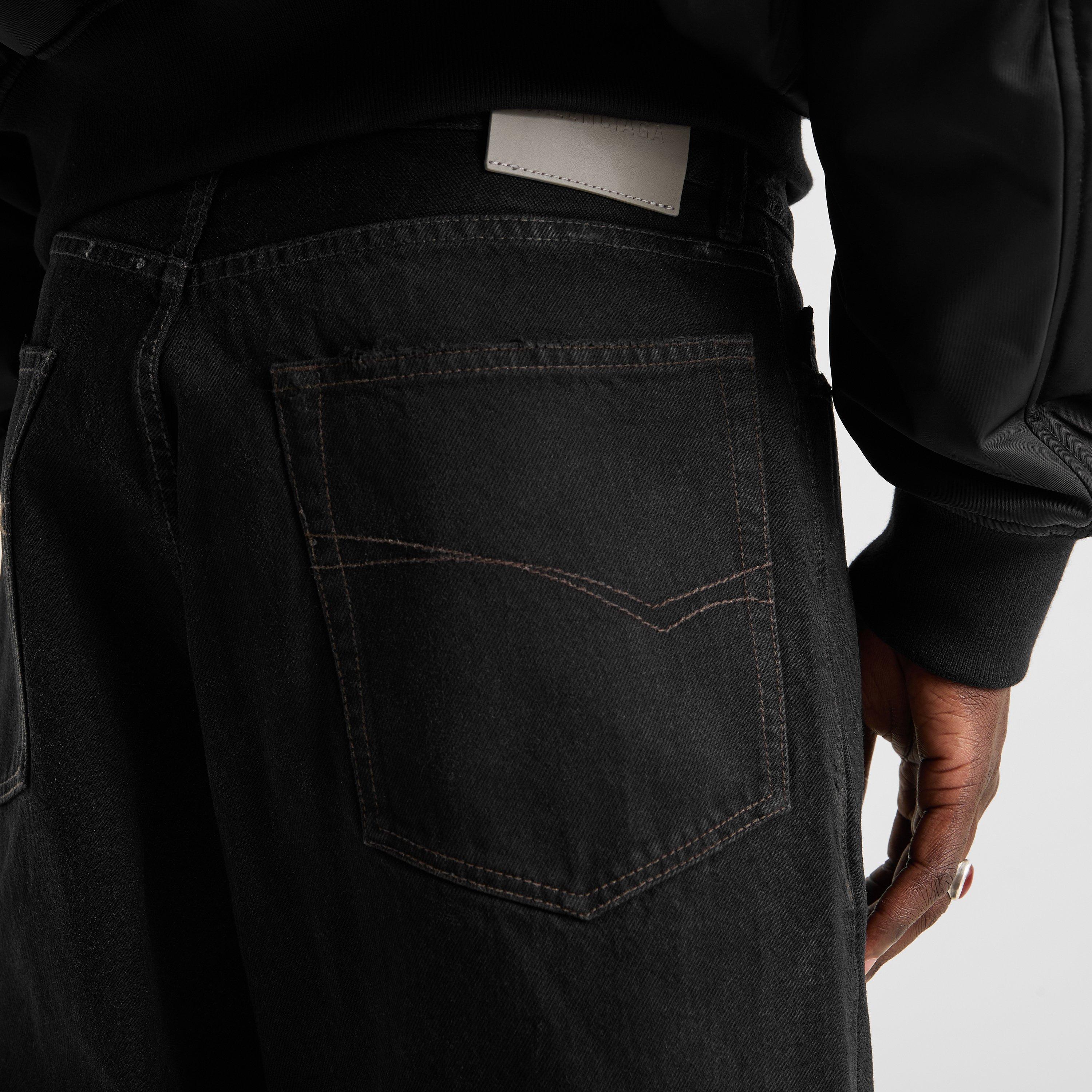 Black - Balenciaga - Men's Japanese Denim Cotton Wide Jeans - 5