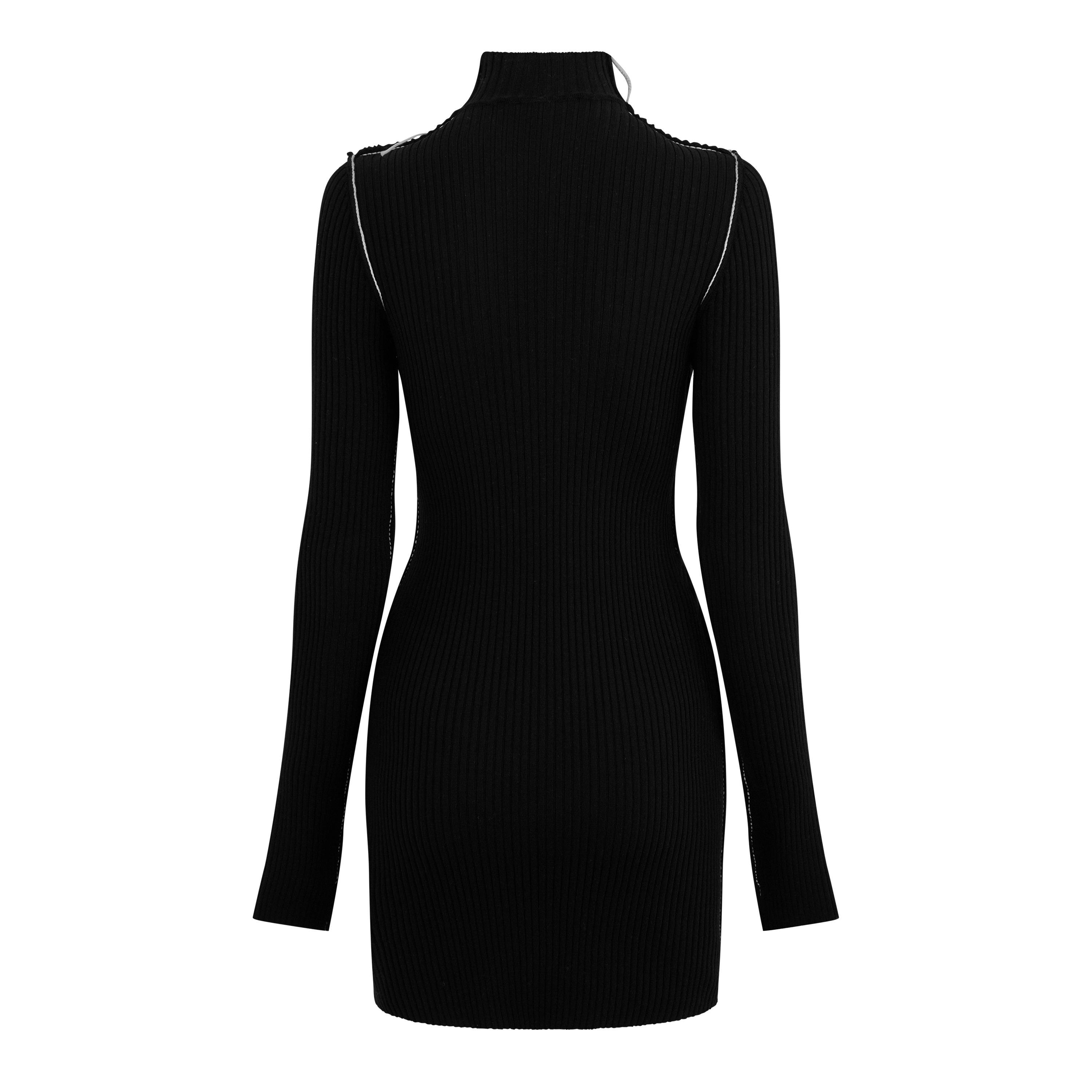 Black Whit - Off White - Women's Turtleneck Mini Dress, Turtleneck Style - 2