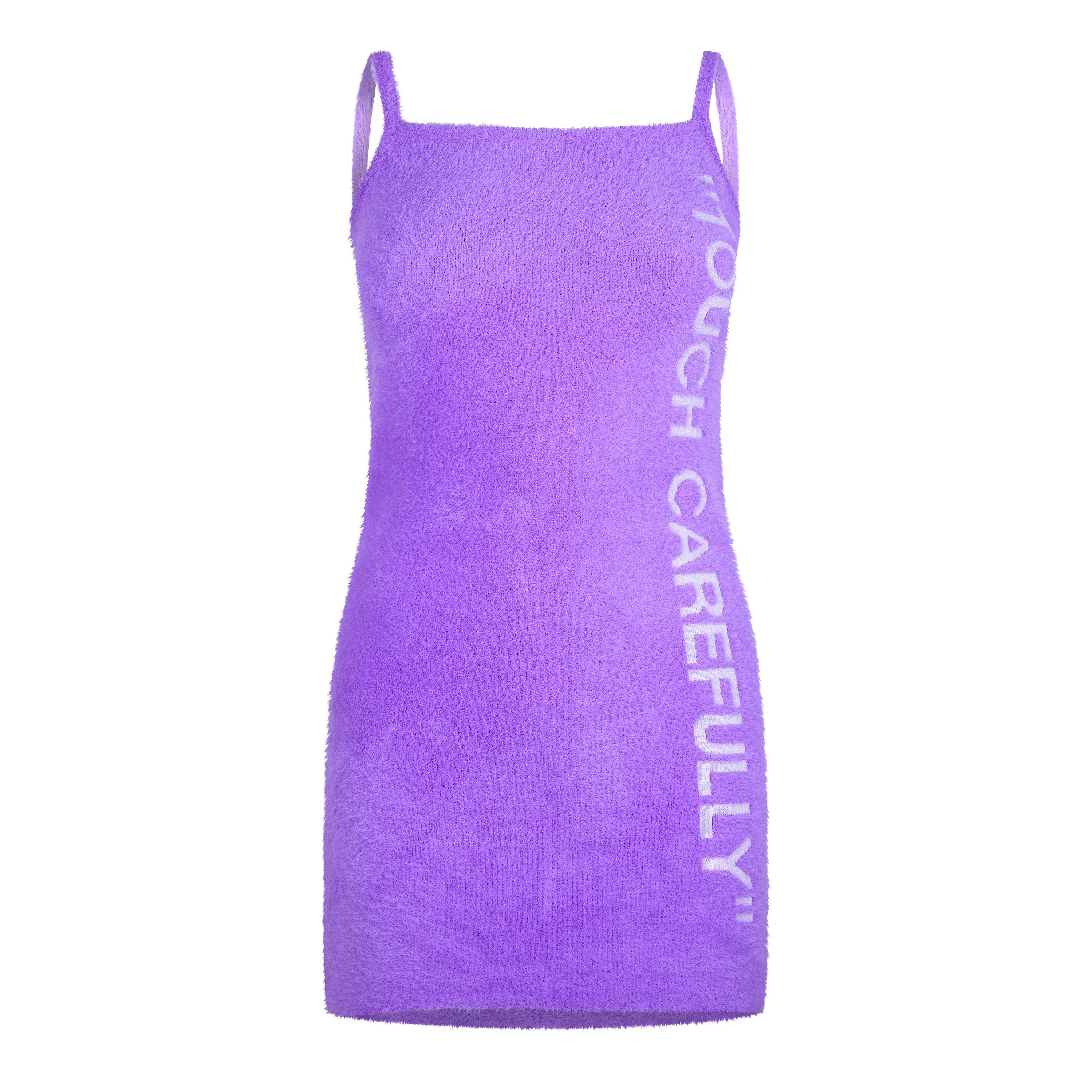 Violet/White - Off White - Women's Quote Strap Structured Fit Mini Dress - 1