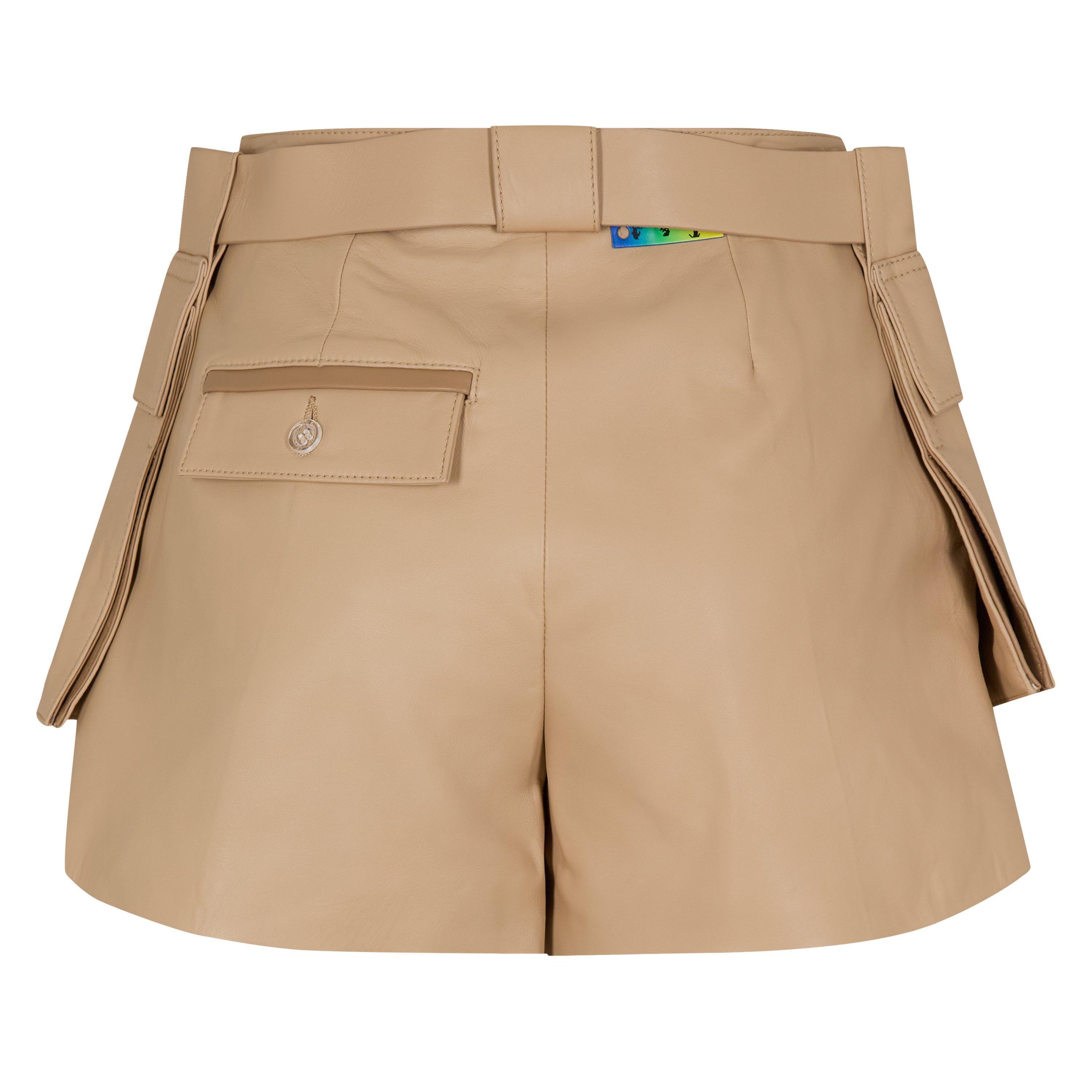 Camel - Off White - Women's Gabardine Cargo Shorts - 2
